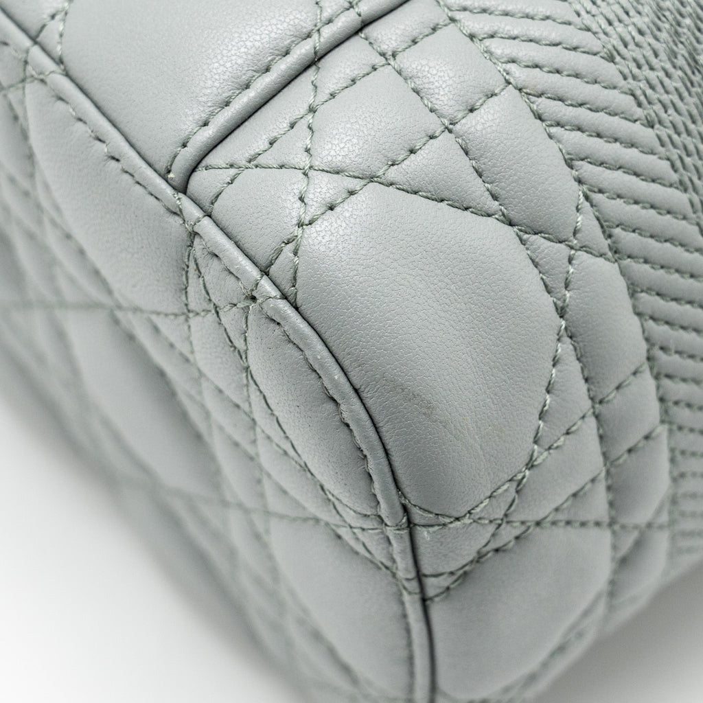 DIOR SMALL DIORTRAVEL VANITY CASE CANNAGE LAMBSKIN GREY GHW