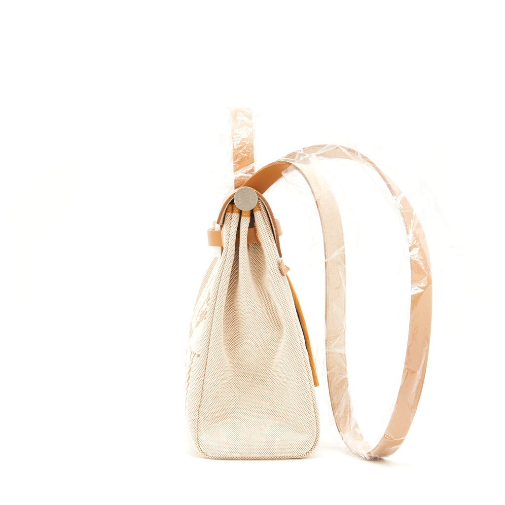 HERMES HERBAG ZIP 31 TOILE H EN RELIEF BRIDES SABLE/ ECRU BEIGE/ NAT SABLE