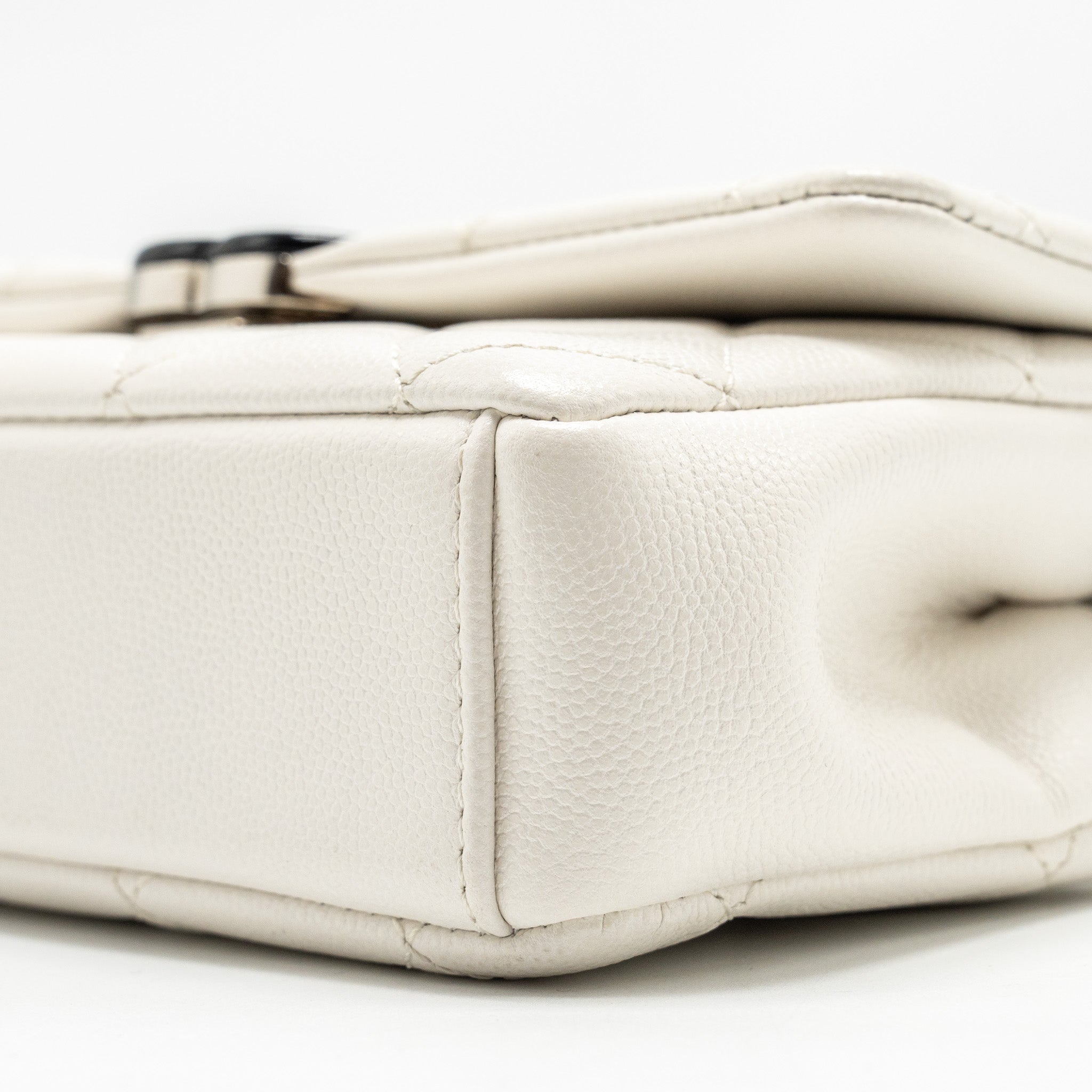 CHANEL MY EVERYTHING MINI FLAP BAG QUILTED CAVIAR WHITE BLACK HARDWARE