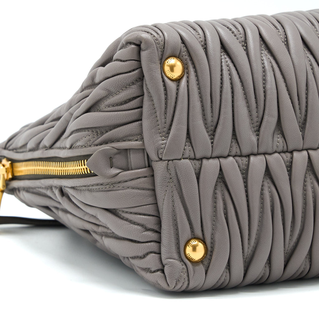 MIUMIU MATELASSE TOTE BAG LAMBSKIN ARGILLA GHW