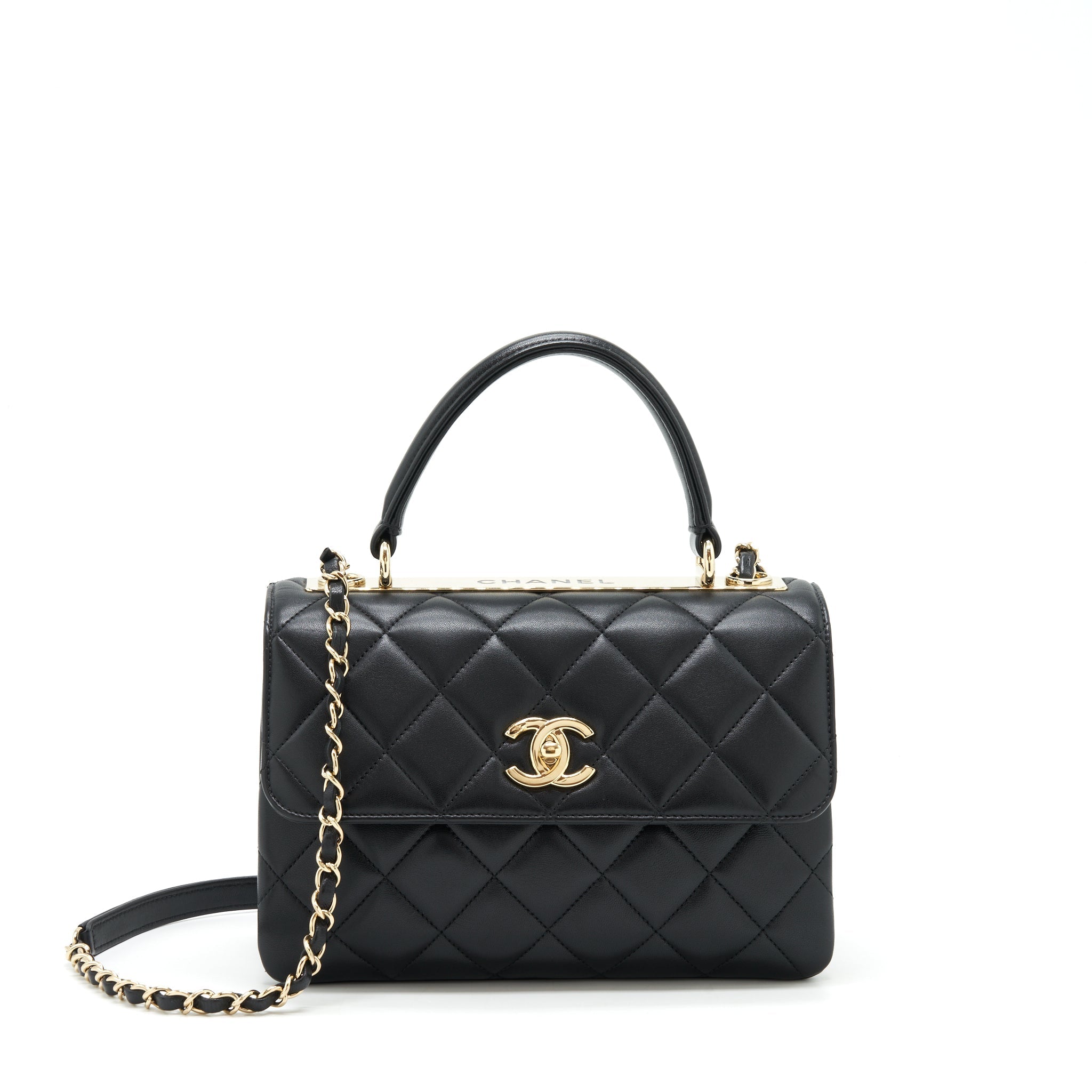 CHANEL TRENDY CC FLAP BAG LAMBSKIN BLACK LGHW