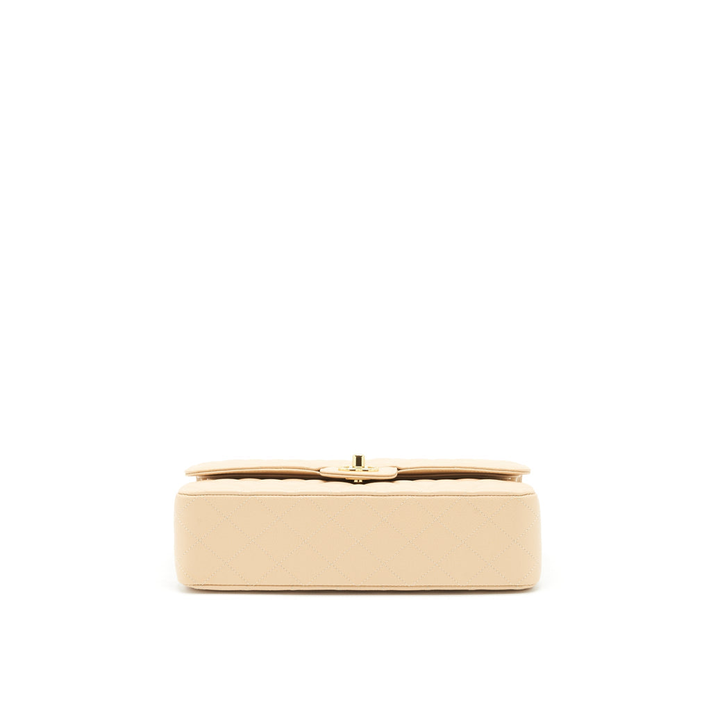 CHANEL CLASSIC DOUBLE FLAP BAG CAVIAR BEIGE GHW