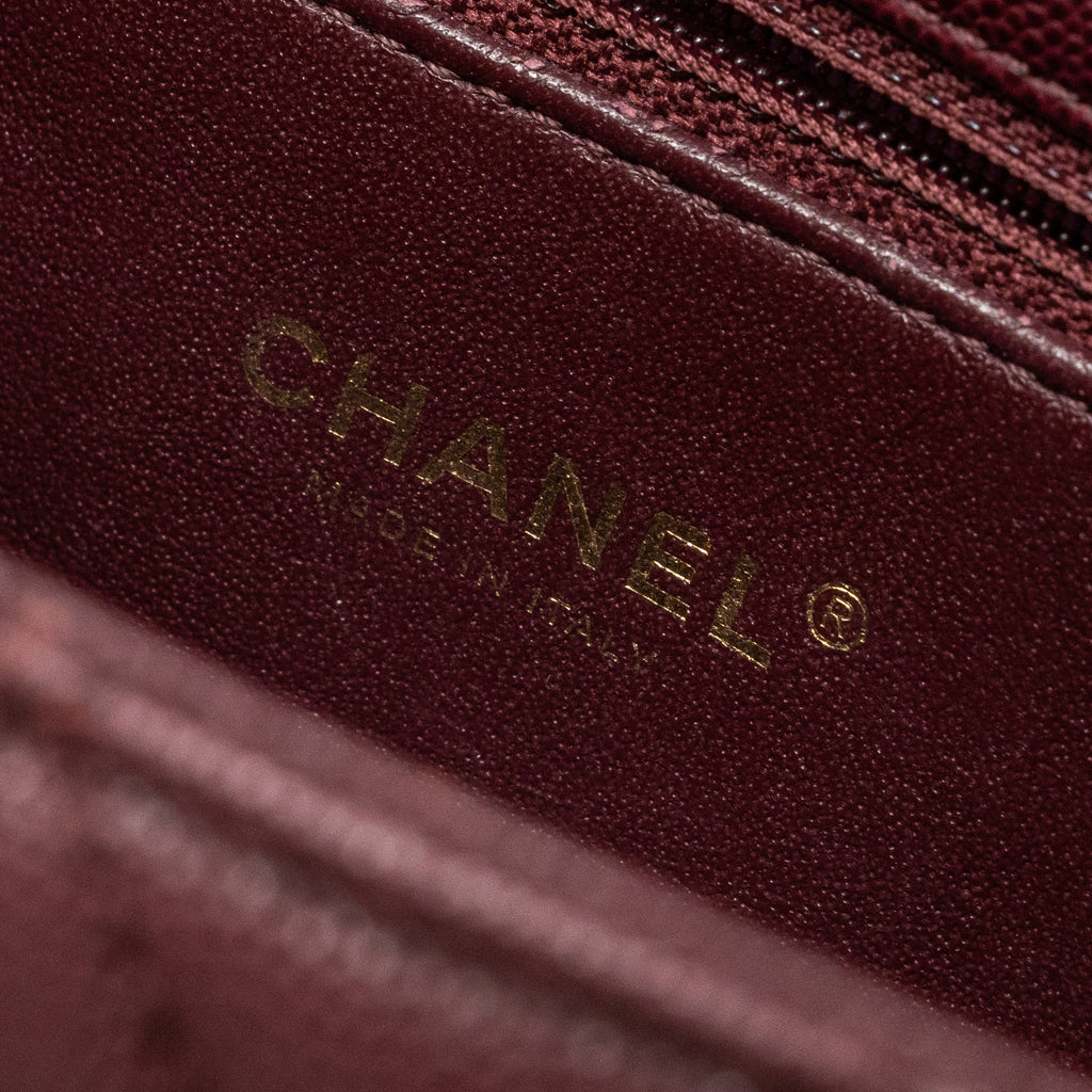 CHANEL MEDIUM COCO HANDLE WITH LIZARD HANDLE CAVIAR BURGUNDY GHW