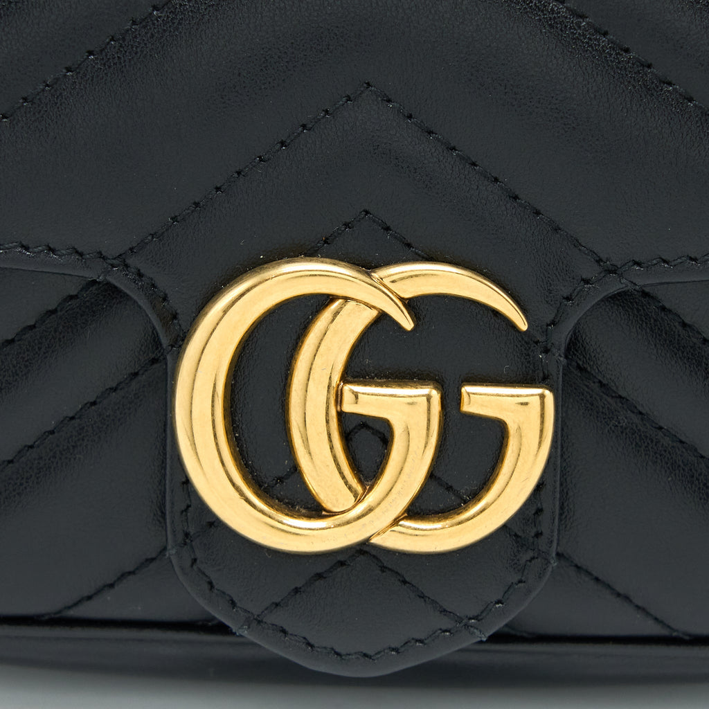 GUCCI GG MARMONT SUPER MINI BAG CALFSKIN BLACK GHW