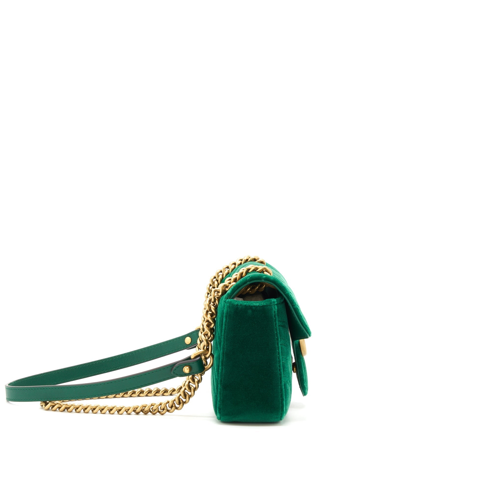 GUCCI MINI MARMONT BAG VELVET GREEN GHW