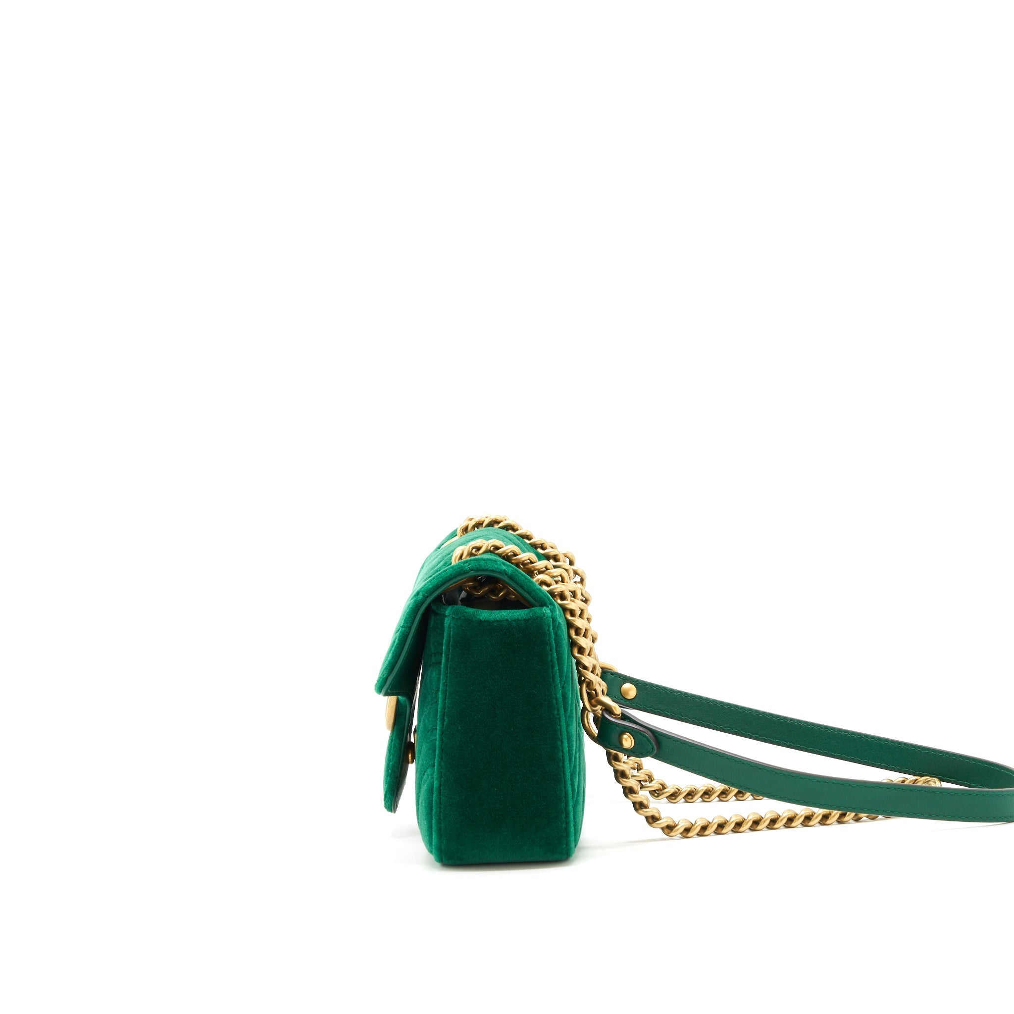 GUCCI MINI MARMONT BAG VELVET GREEN GHW