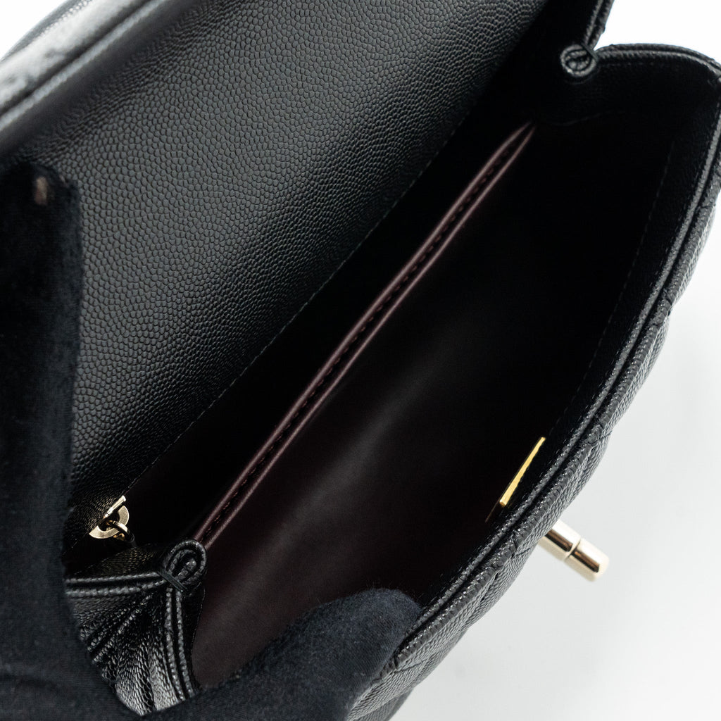 CHANEL SMALL COCO HANDLE CAVIAR BLACK LGHW (MICROCHIP)