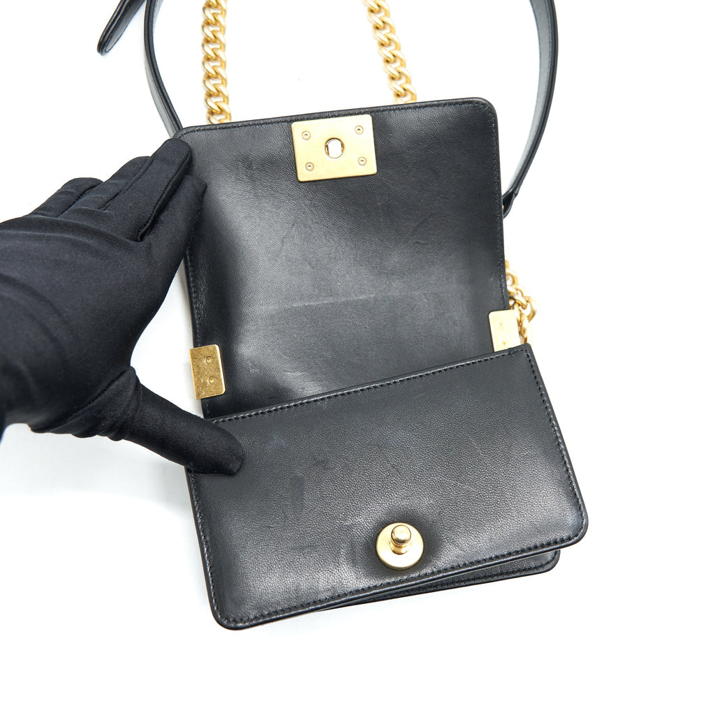 CHANEL BOY EXTRA MINI LAMBSKIN IN BLACK GHW