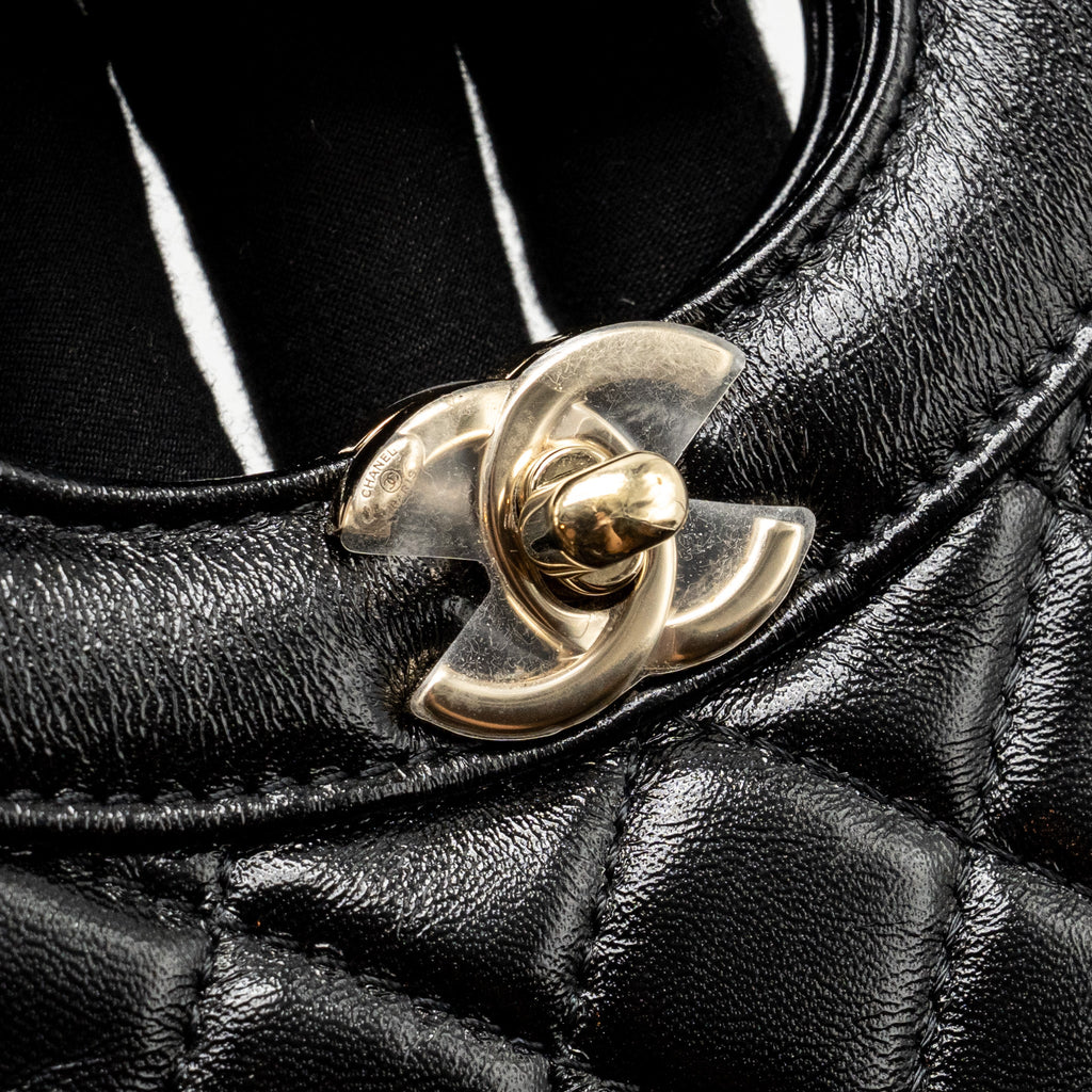 CHANEL MINI 31 BAG SHINY LAMBSKIN BLACK LGHW (MICROCHIP)