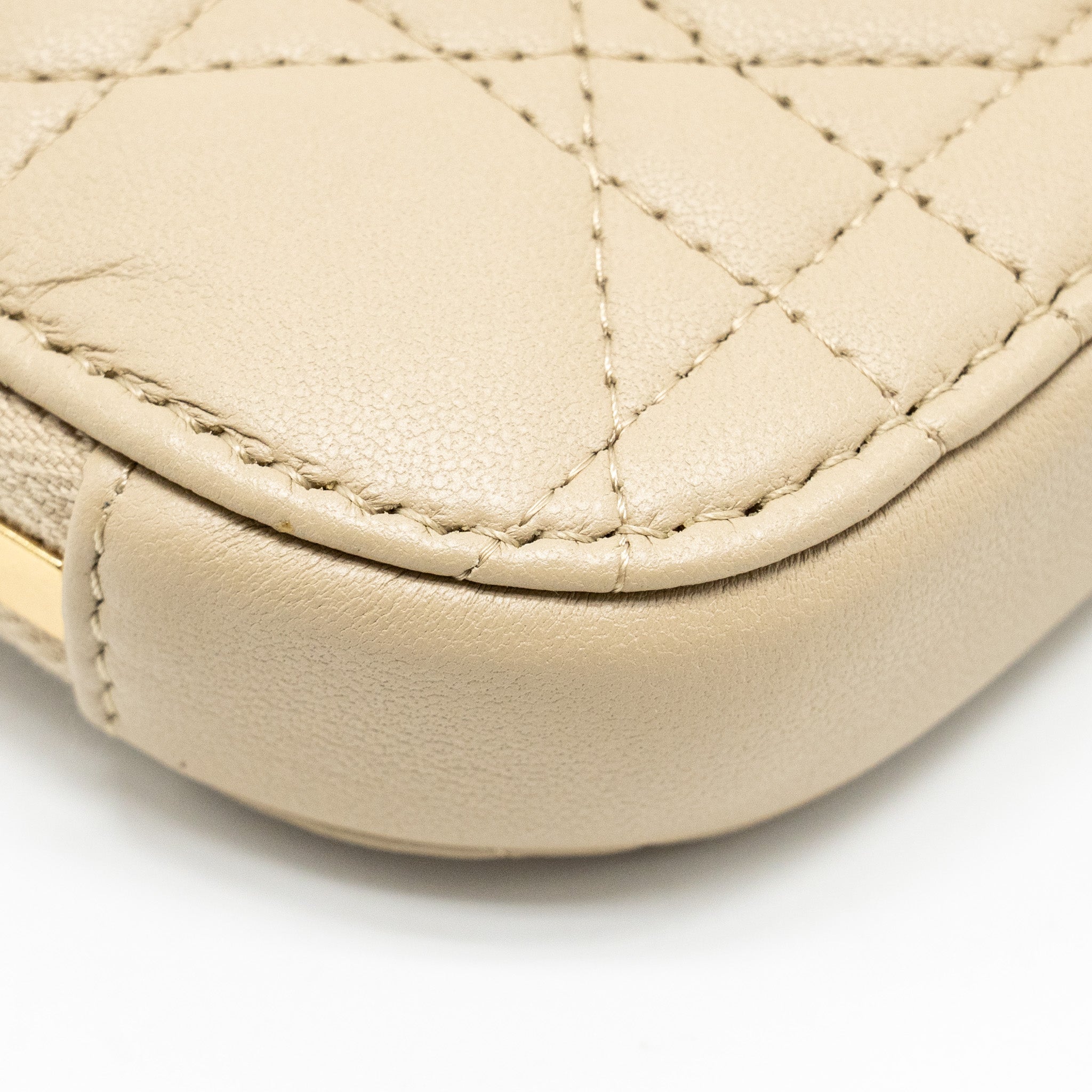 DIOR LADY DIOR CALL'IN DIOR PHONE HOLDER CANNAGE LAMBSKIN BEIGE GHW