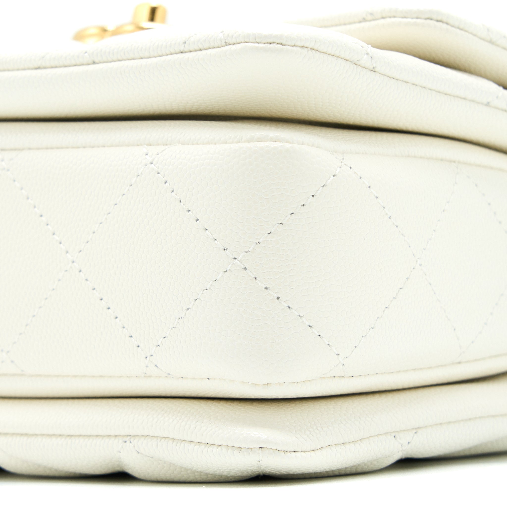 CHANEL 22K COCO FIRST CAVIAR WHITE GHW (MICROCHIP)