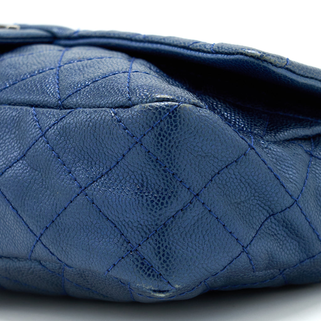 CHANEL SEASONAL SIGNAL FLAP BAG CAVIAR BLUE RUTHENIUM HARDWARE
