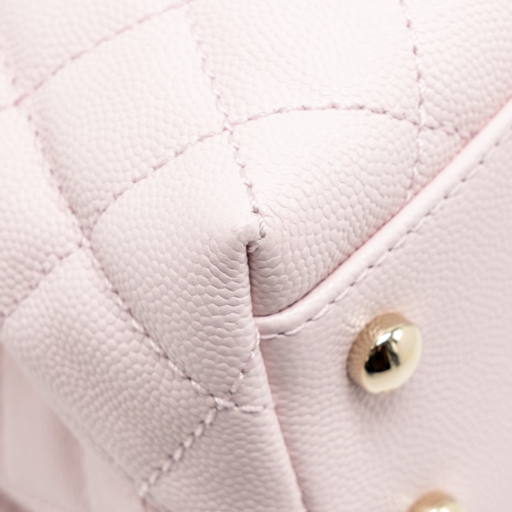 CHANEL SMALL COCO HANDLE CAVIAR LIGHT PINK LGHW (MICROCHIP)