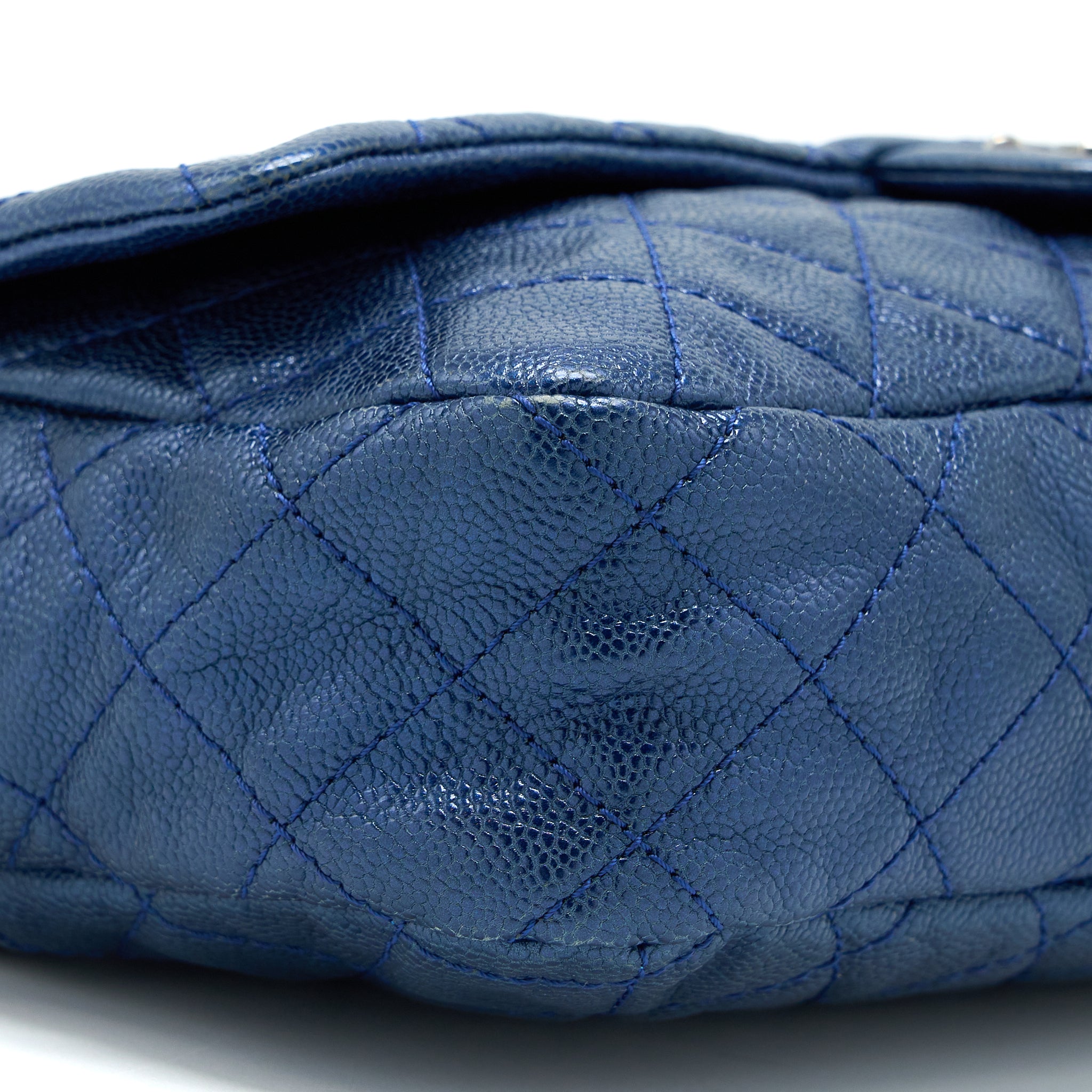 CHANEL SEASONAL SIGNAL FLAP BAG CAVIAR BLUE RUTHENIUM HARDWARE