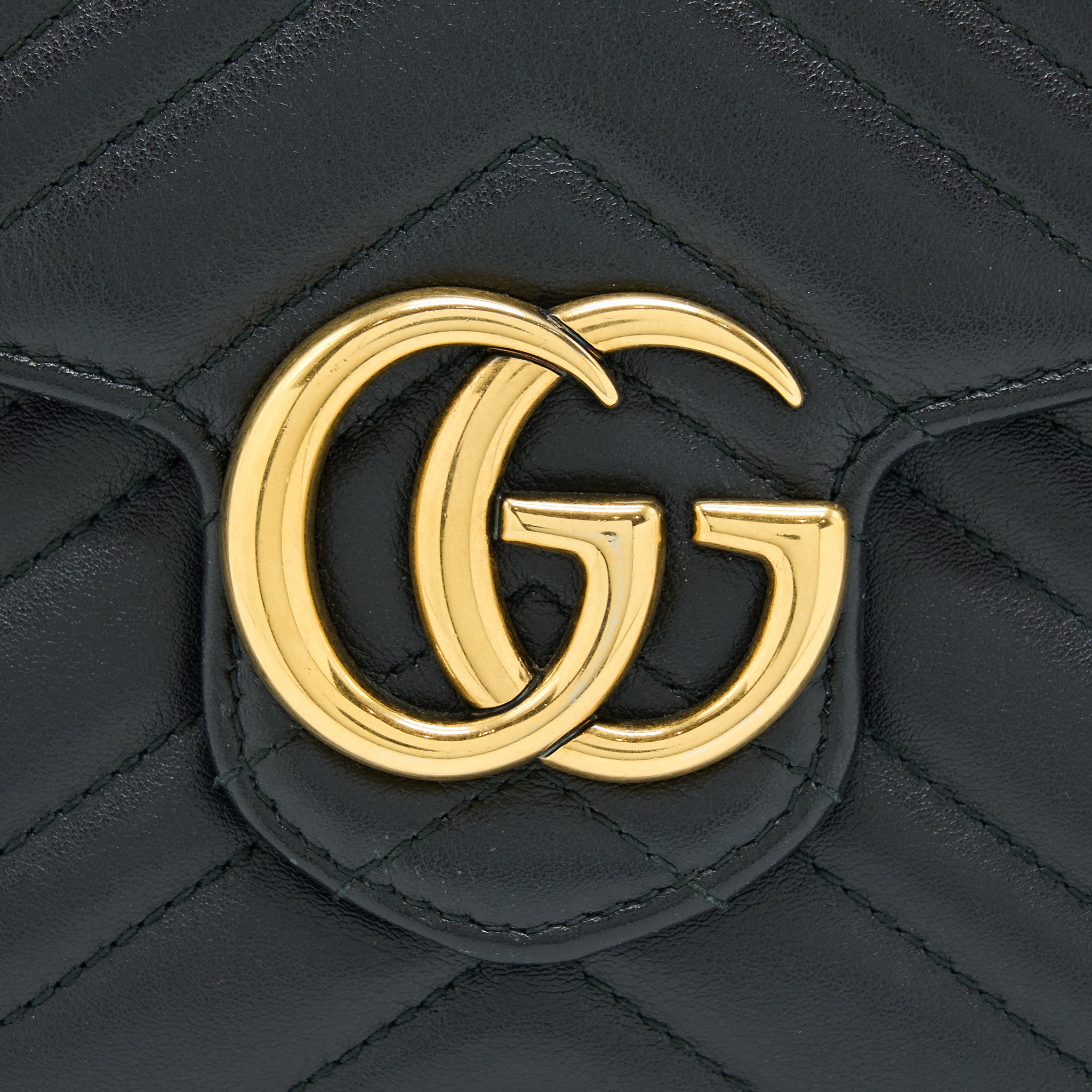 GUCCI MARMONT WALLET ON CHAIN BLACK GHW