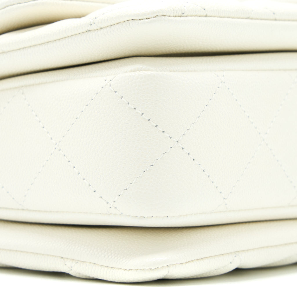 CHANEL 22K COCO FIRST CAVIAR WHITE GHW (MICROCHIP)