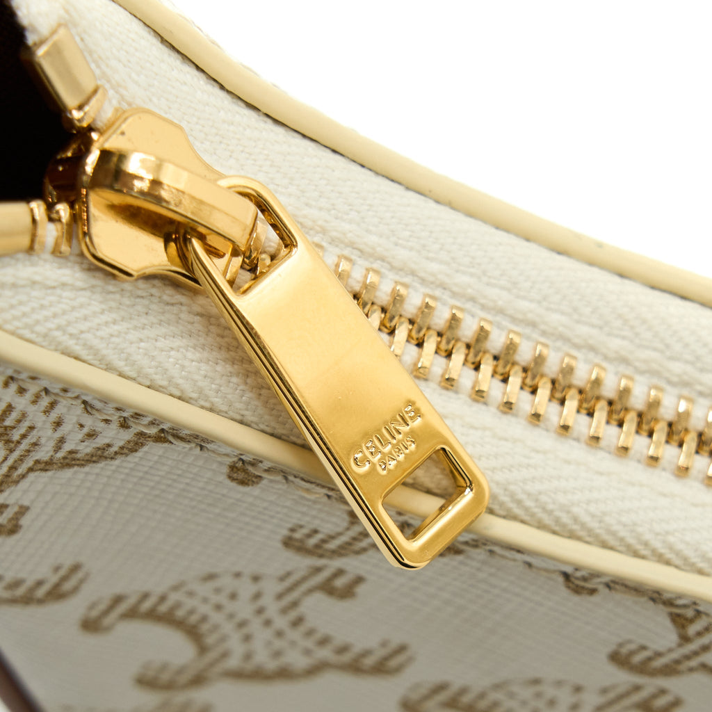 CELINE AVA BAG IN TRIOMPHE CANVAS/CALFSKIN WHITE GHW