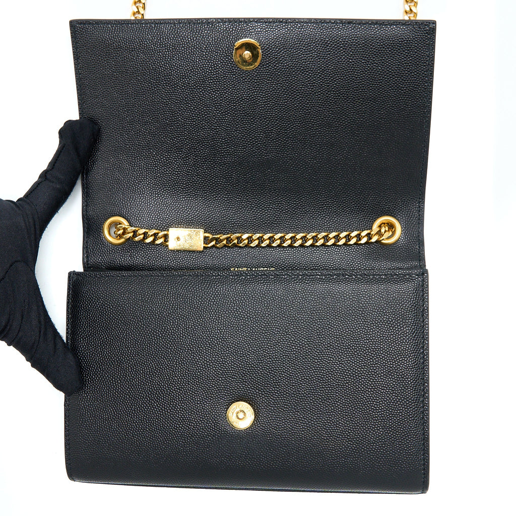 SAINT LAURENT SMALL KATE BAG GRAINED CALFSKIN BLACK GHW