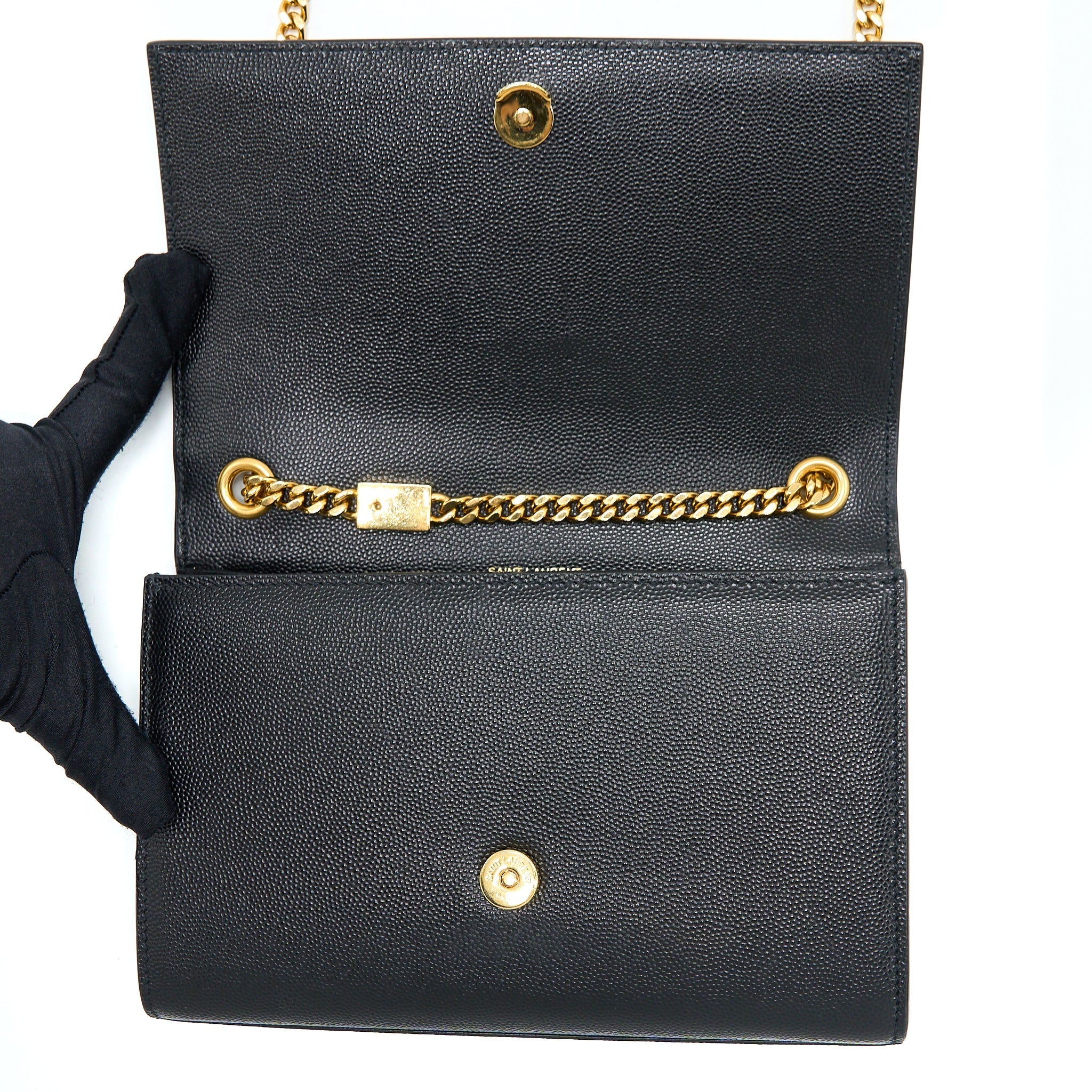 SAINT LAURENT SMALL KATE BAG GRAINED CALFSKIN BLACK GHW