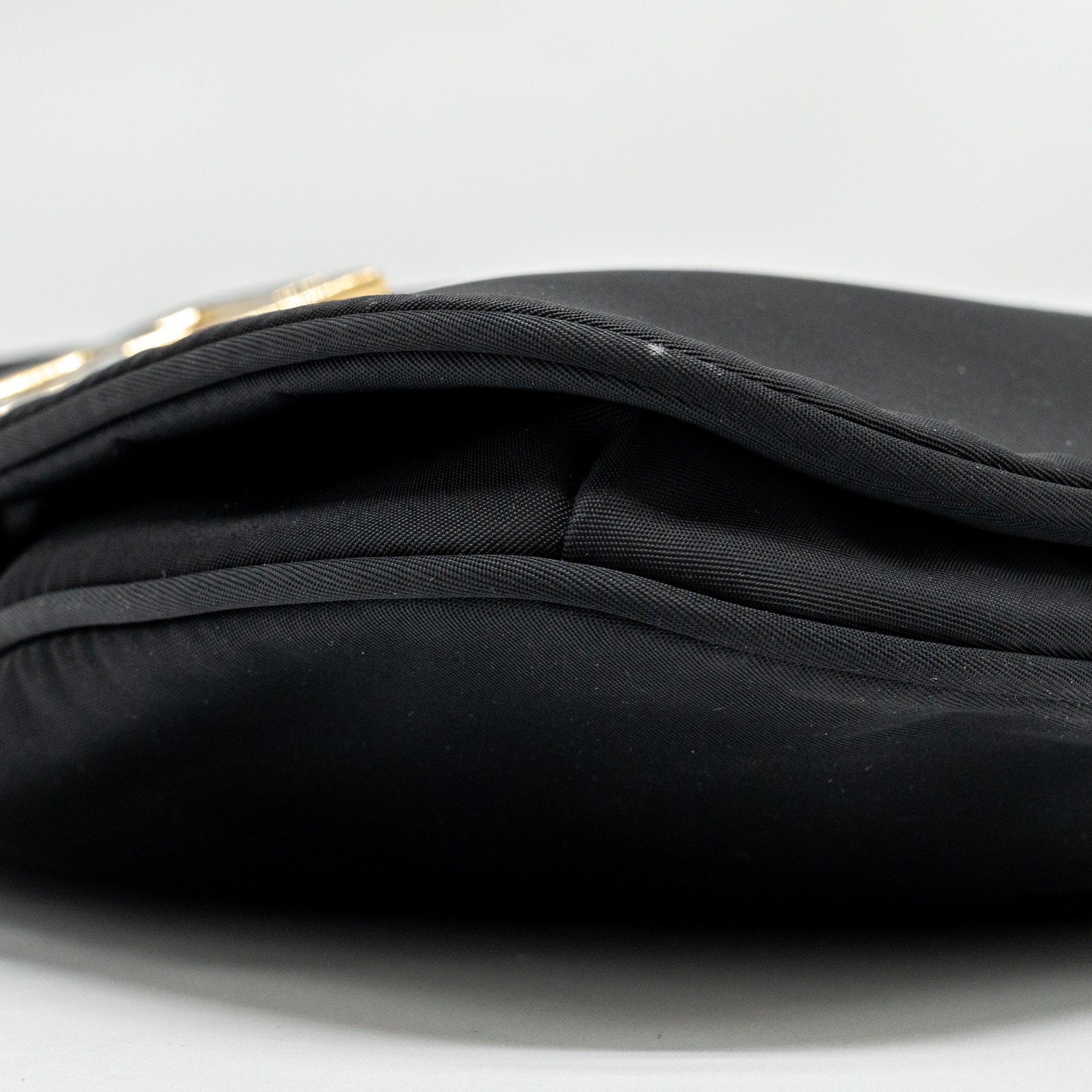 FENDI VINTAGE FF FLAP SHOULDER BAG NYLON BLACK GHW