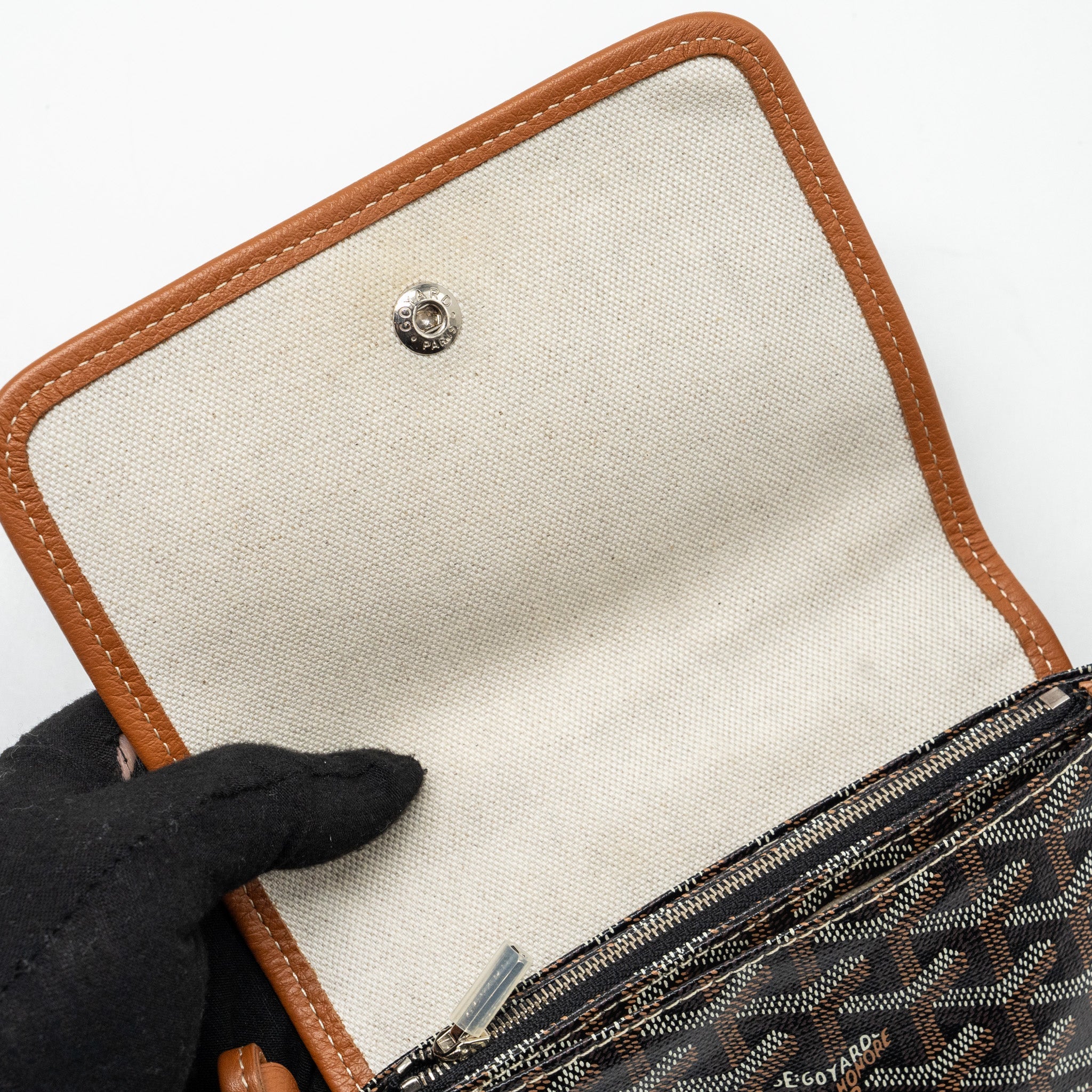 GOYARD PLUMET POCKET WALLET GOYARDLINE CANVAS / CALFSKIN TAN SHW