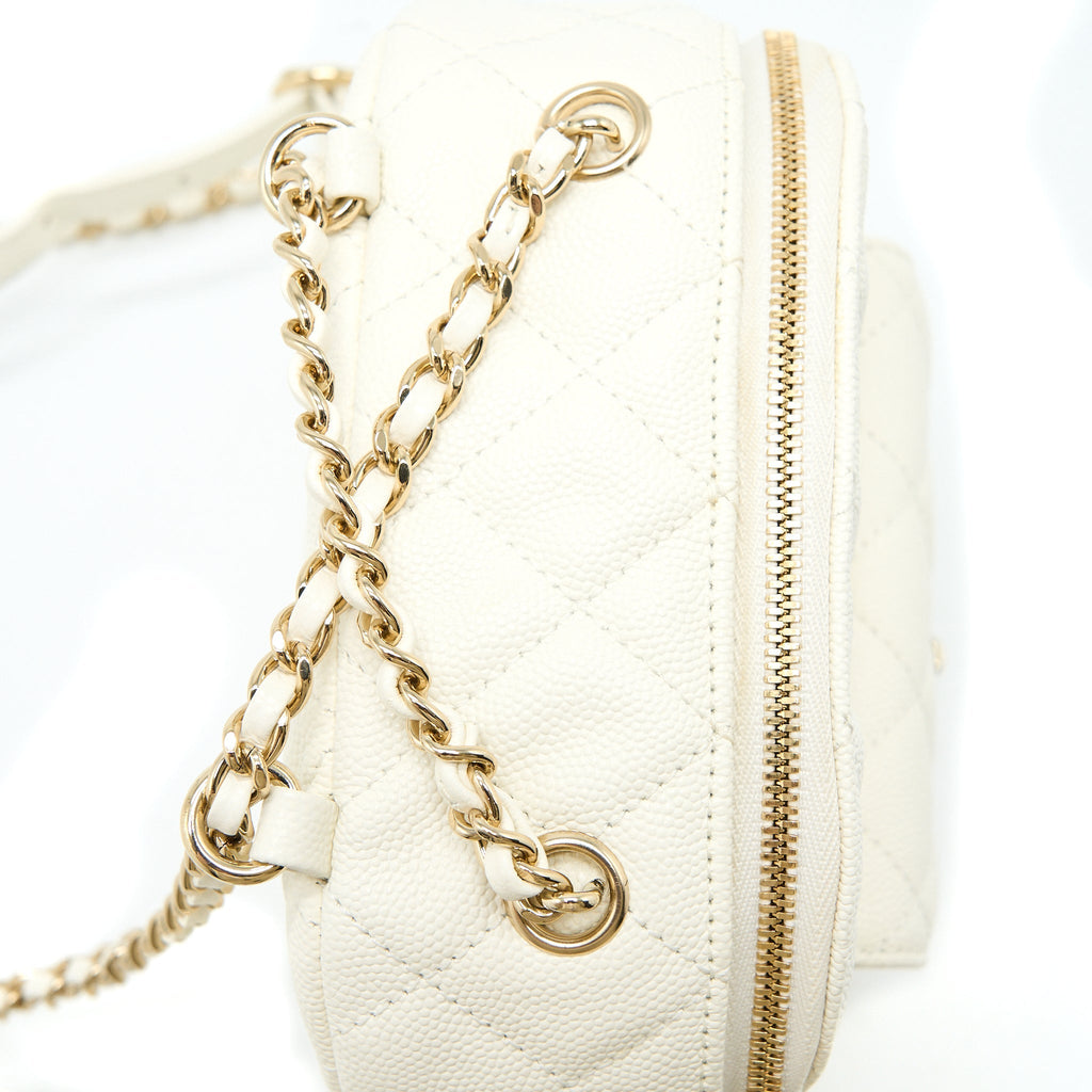 CHANEL QUILTED MINI CC DAY BACKPACK CAVIAR WHITE LGHW