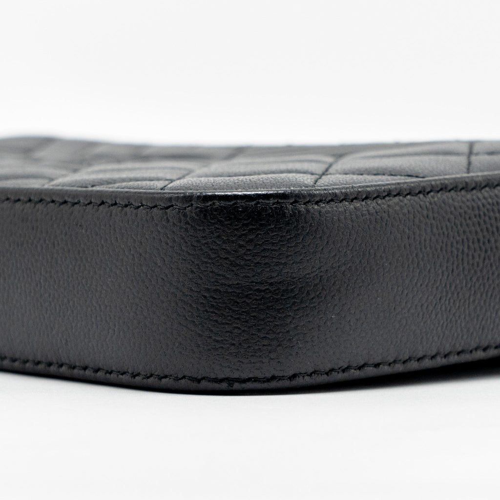 CHANEL DOUBLE ZIP CLUTCH WITH CHAIN CAVIAR BLACK SHW