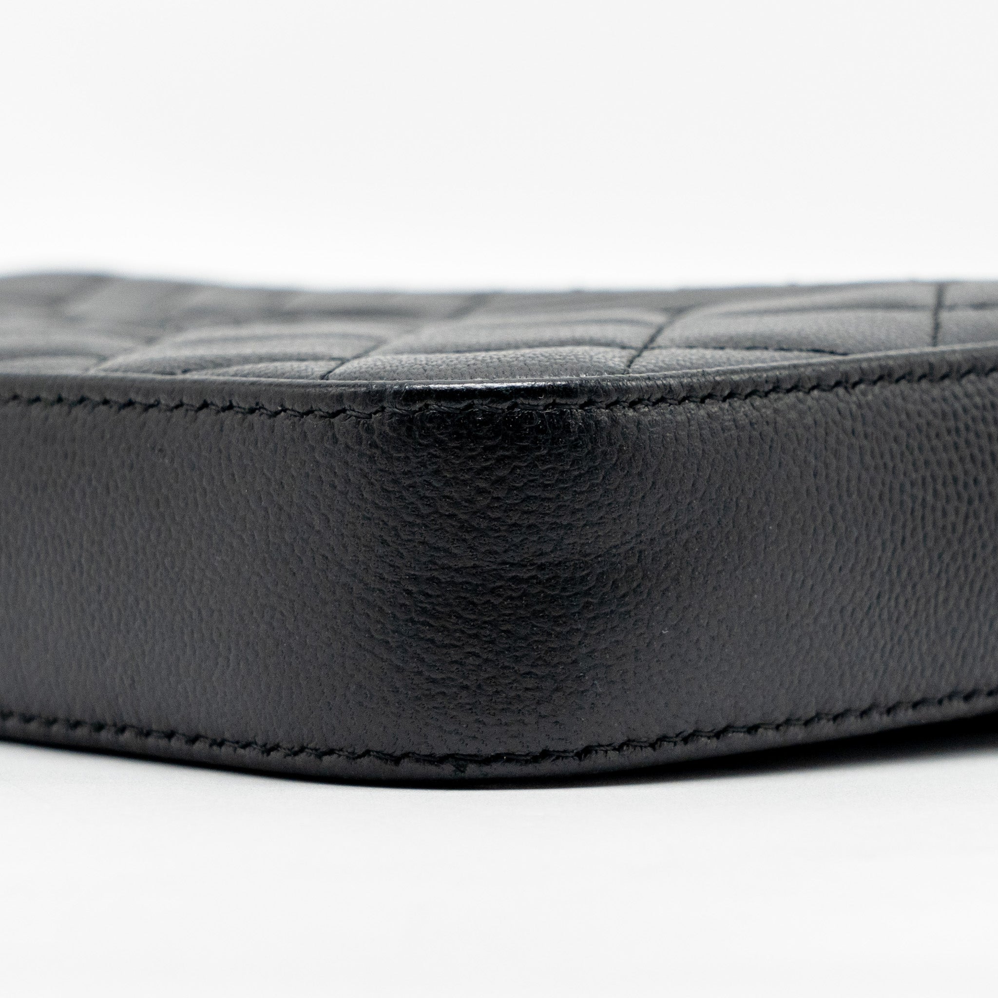 CHANEL DOUBLE ZIP CLUTCH WITH CHAIN CAVIAR BLACK SHW