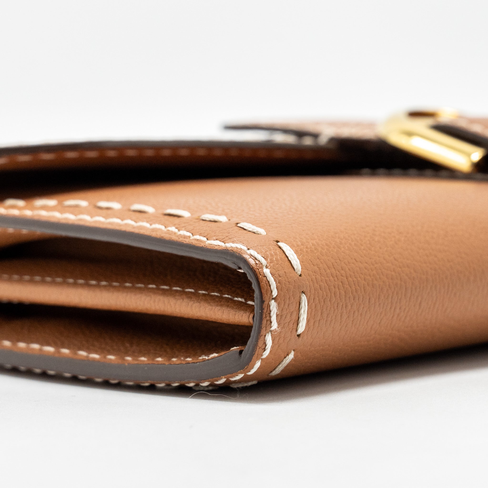 DELVAUX BRILLANT LONG WALLET CHAIN RODEO CALFSKIN CARAMEL GHW