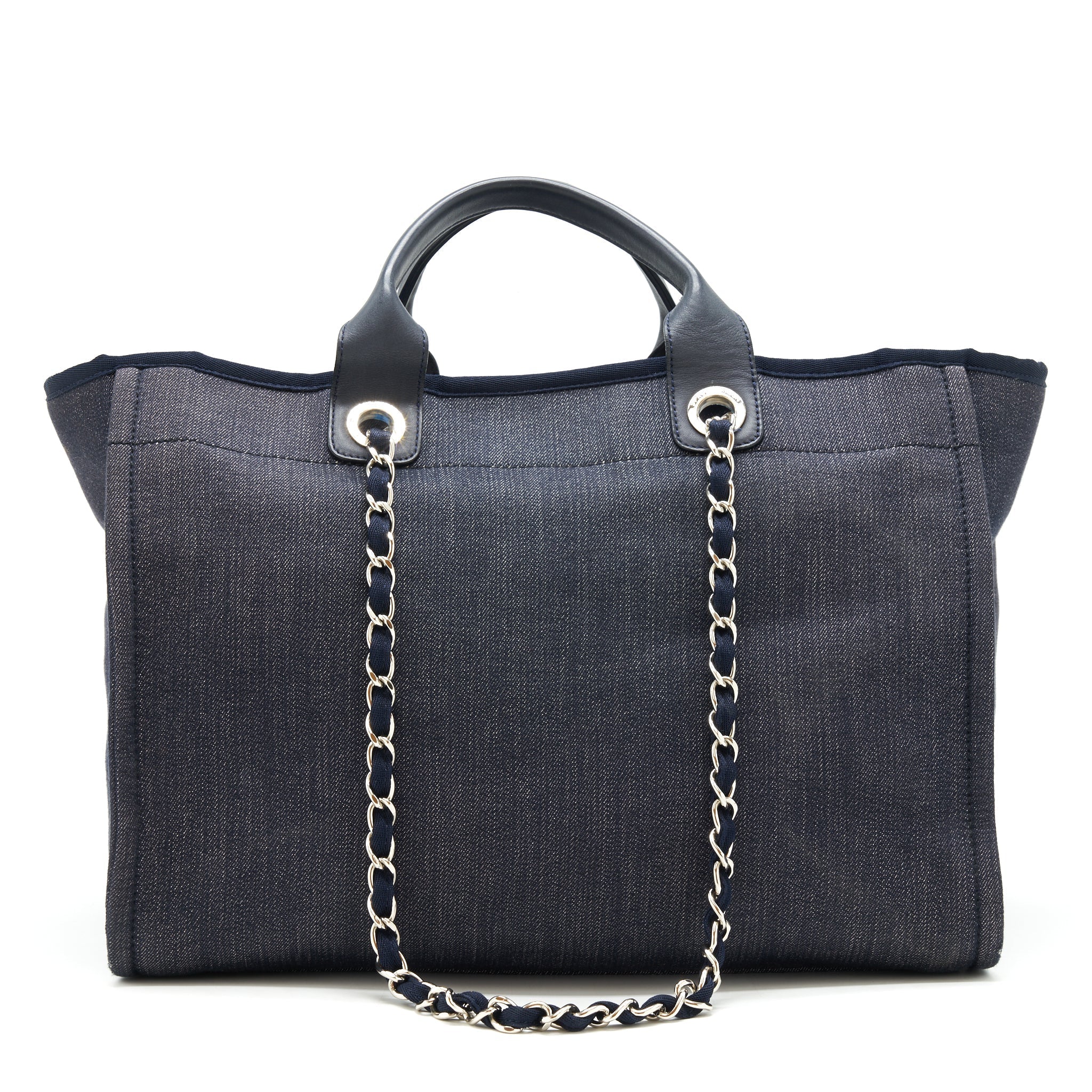 CHANEL LARGE DEAUVILLE TOTE BAG DENIM NAVY SHW