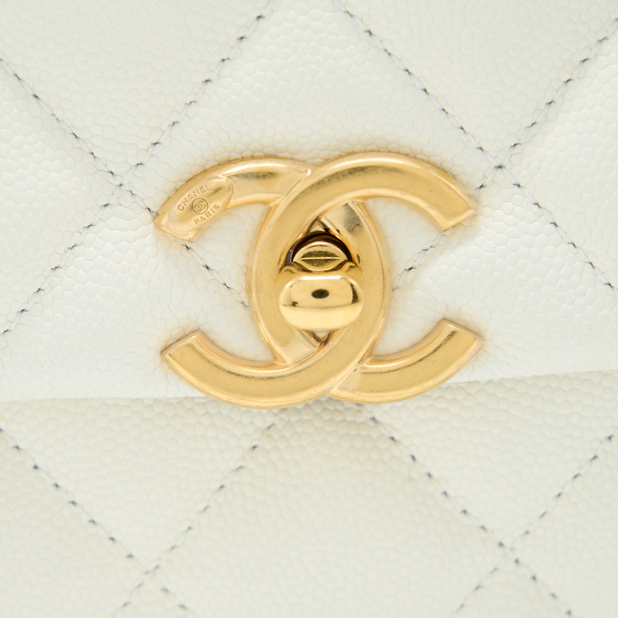 CHANEL 22K COCO FIRST CAVIAR WHITE GHW (MICROCHIP)