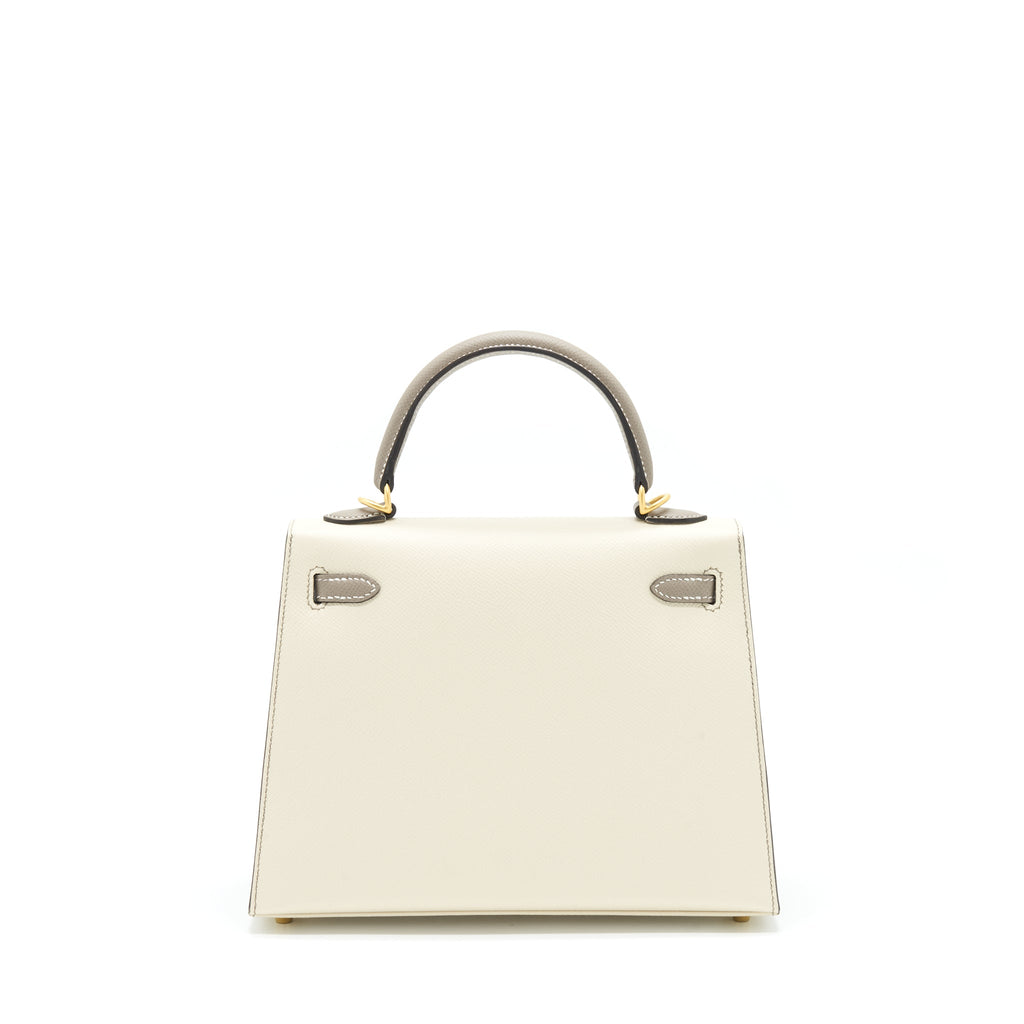 HERMES KELLY 25 SPECIAL ORDER EPSOM CRAIE / GRIS ASPHALT BRUSHED GHW