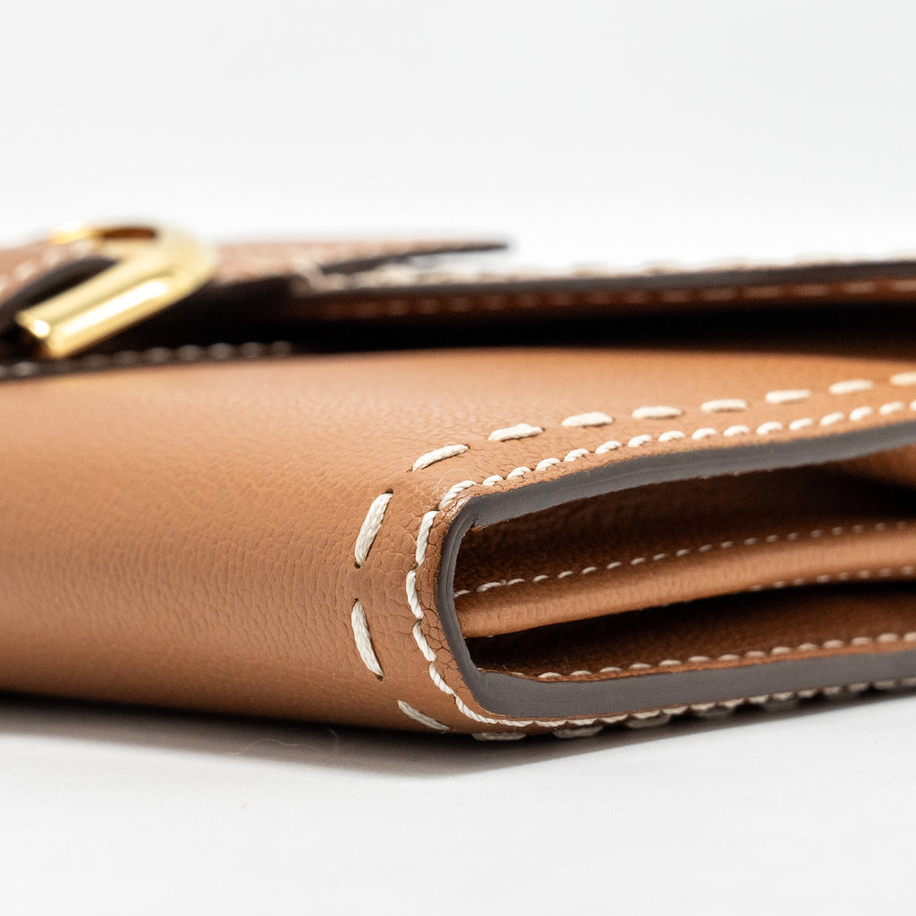 DELVAUX BRILLANT LONG WALLET CHAIN RODEO CALFSKIN CARAMEL GHW