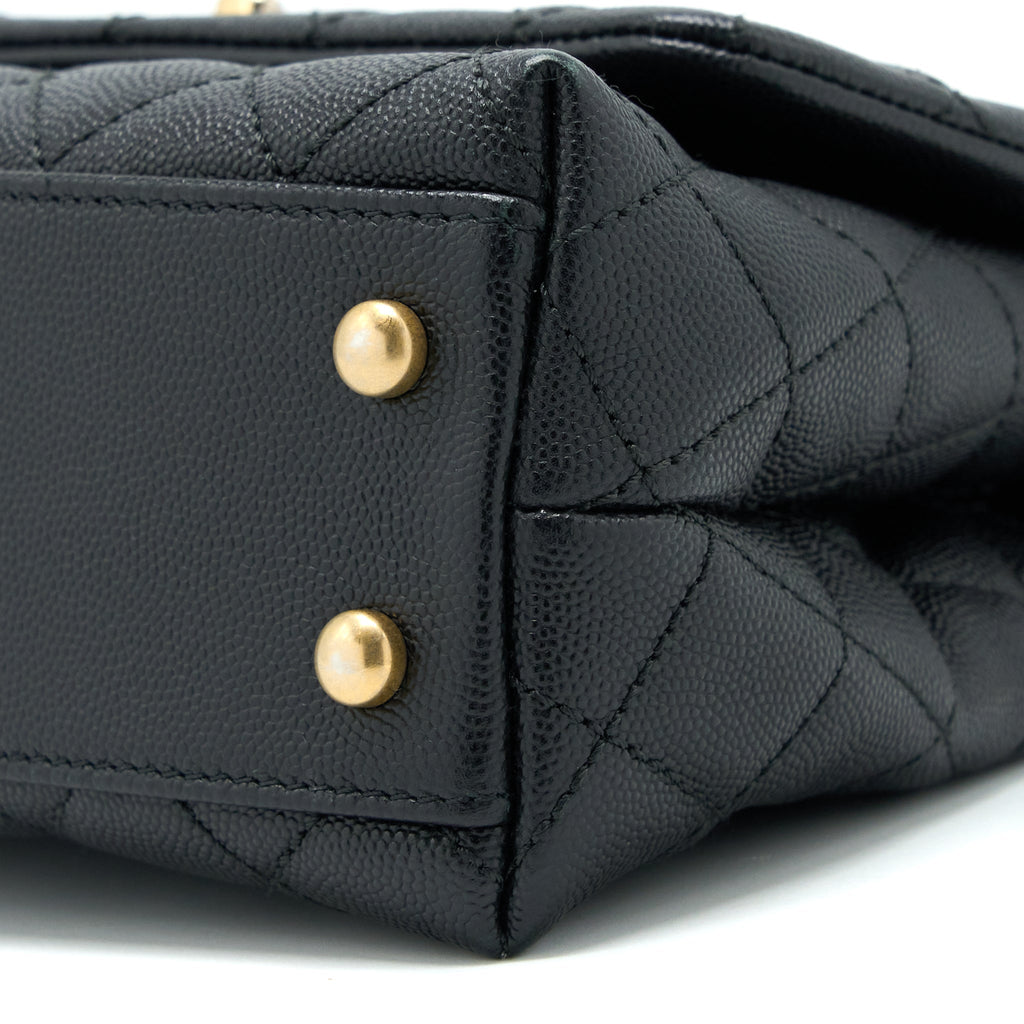 CHANEL SMALL COCO HANDLE CAVIAR WITH LIZARD HANDLE BLACK GHW