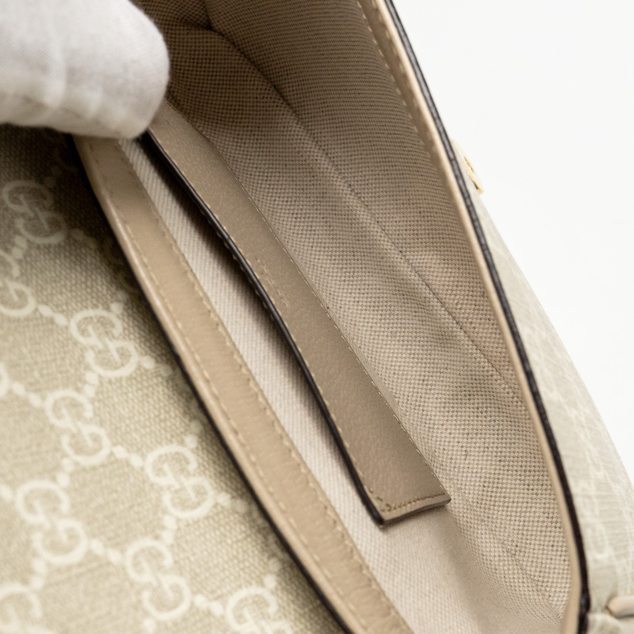 GUCCI OPHIDIA MINI BAG GG SUPREME CANVAS BEIGE/OATMEAL GHW