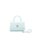 CHANEL 21K BABY BLUE COCO HANDLE SMALL (OLD MINI) 24CM LGHW (MICROCHIP)
