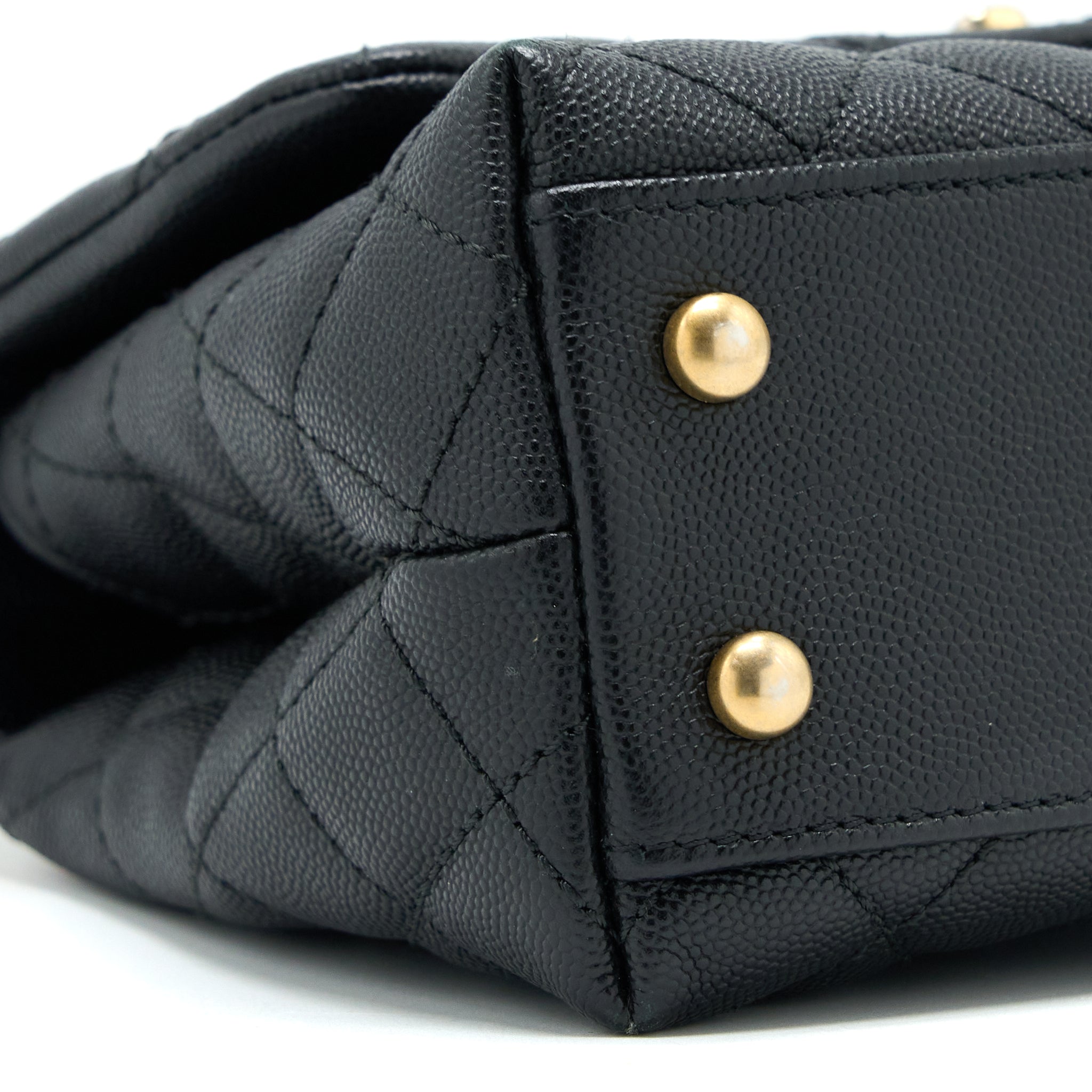CHANEL SMALL COCO HANDLE CAVIAR WITH LIZARD HANDLE BLACK GHW