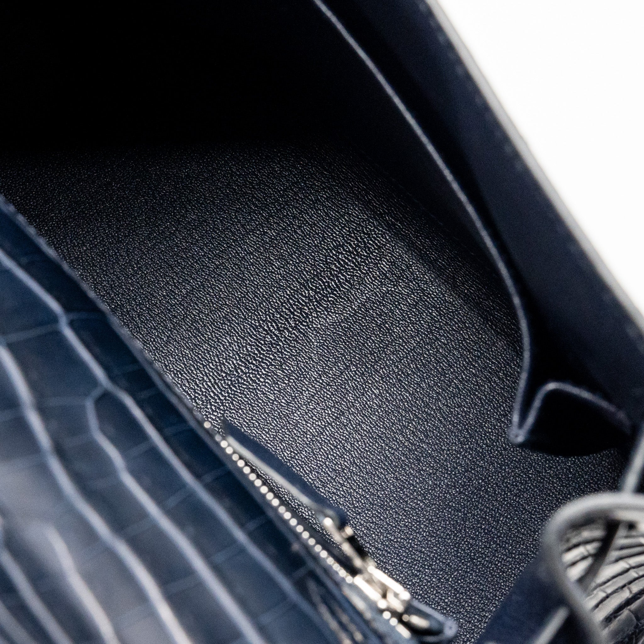 HERMES KELLY 25 CROCODILE NILOTICUS MATT BLUE MARINE SHW