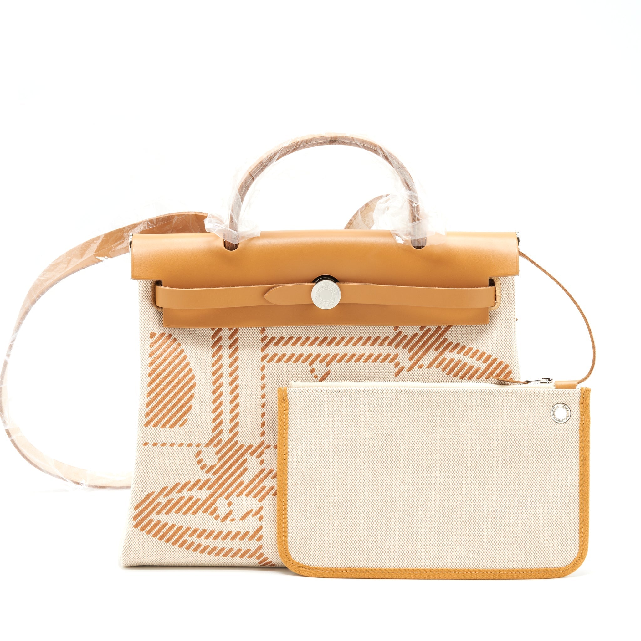 HERMES HERBAG ZIP 31 TOILE H EN RELIEF BRIDES SABLE/ECRU-BEIGE/NAT SABLE