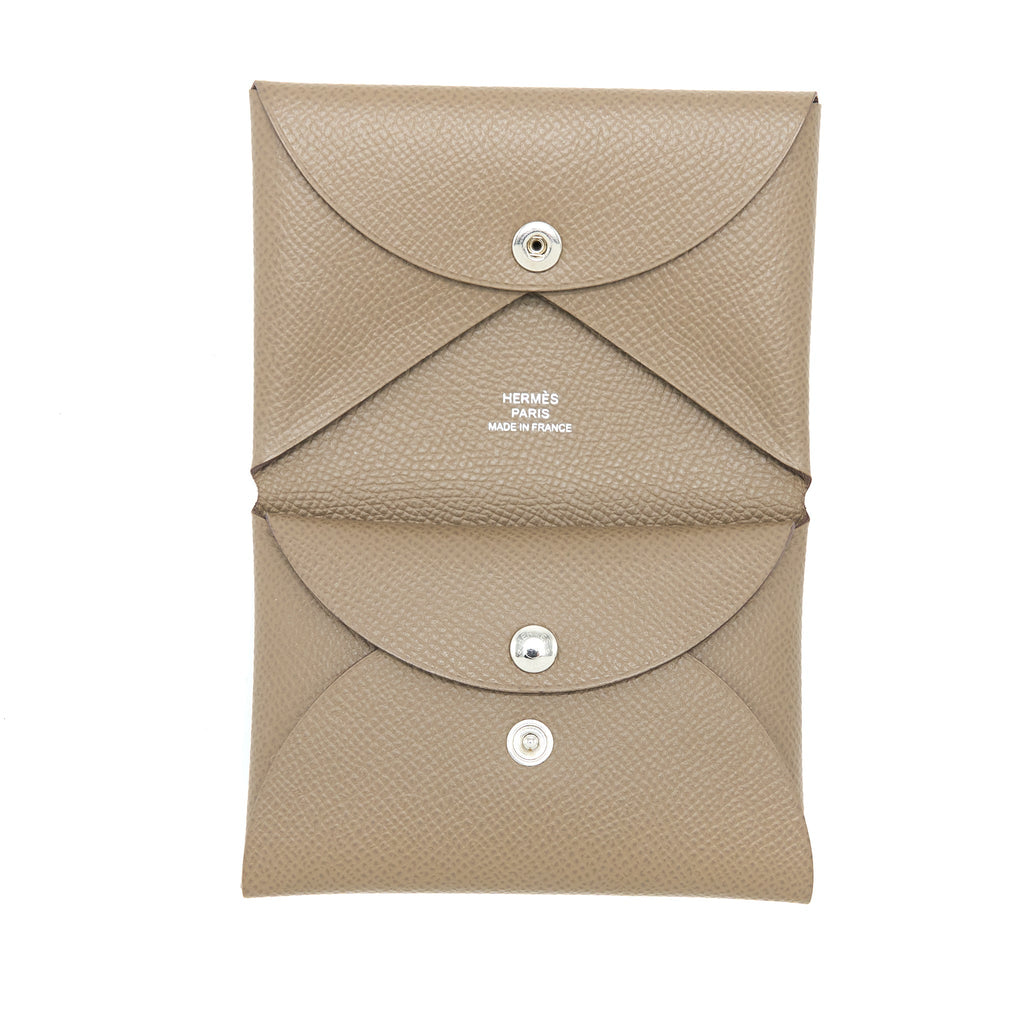 HERMES CALVI DUO CARD HOLDER EPSOM ETOUPE SHW