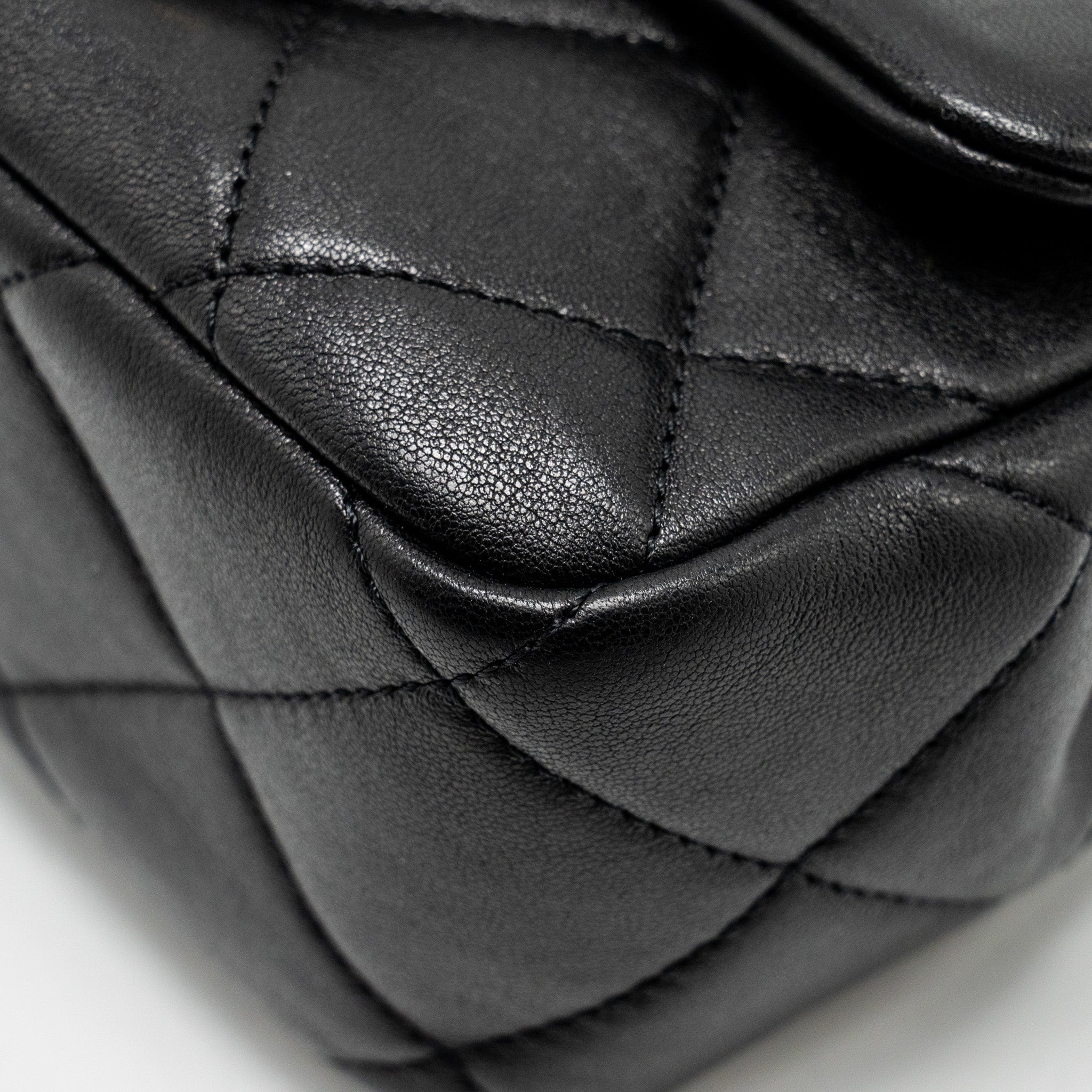 CHANEL 23C ROUND HANDLE MINI SQUARE FLAP BAG LAMBSKIN BLACK GHW (MICROCHIP)