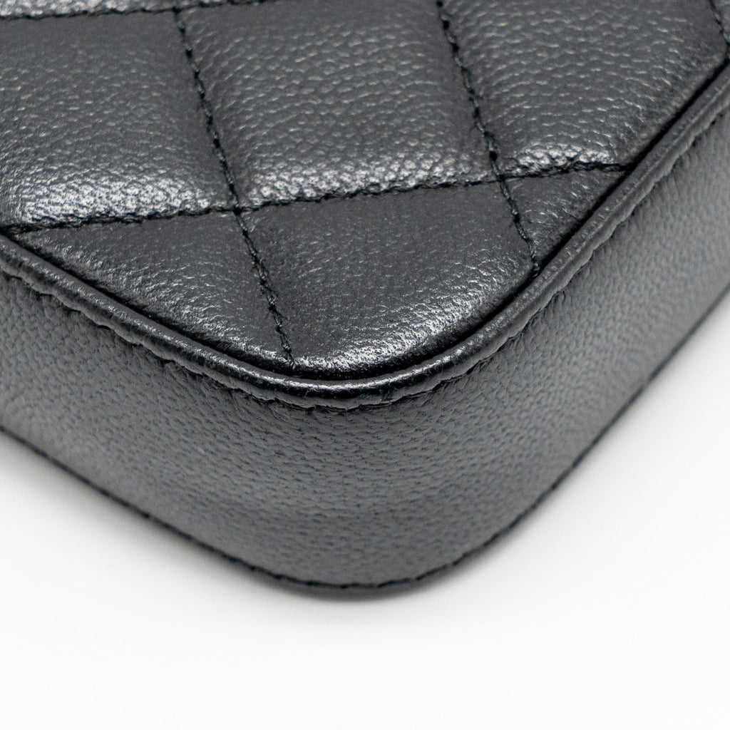 CHANEL DOUBLE ZIP CLUTCH WITH CHAIN CAVIAR BLACK SHW