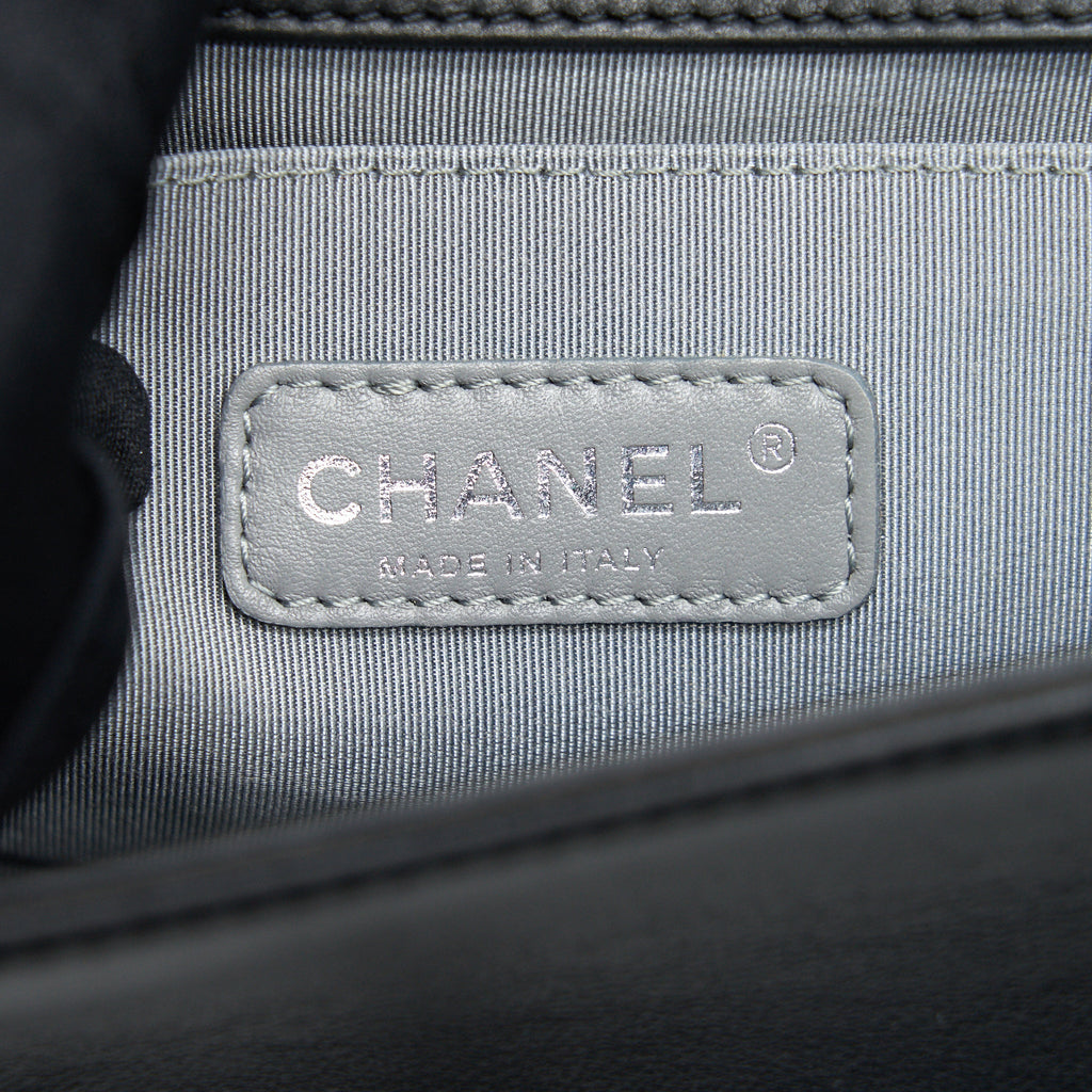 CHANEL OLD MEDIUM LEBOY BAG BLACK RUTHENIUM HARDWARE CALFSKIN
