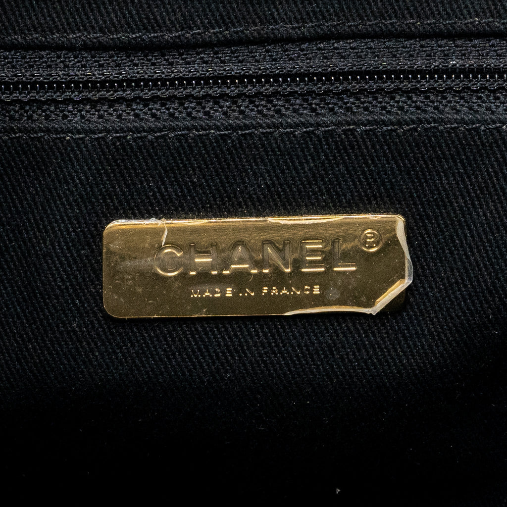 CHANEL CHAINS TOTE BAG CAVIAR BLACK BRUSHED GHW