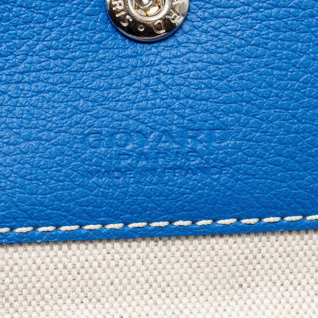 GOYARD SAINT LOUIS GM TOTE BAG GOYARDINE CANVAS/CALFSKIN LEATHER BLUE SHW