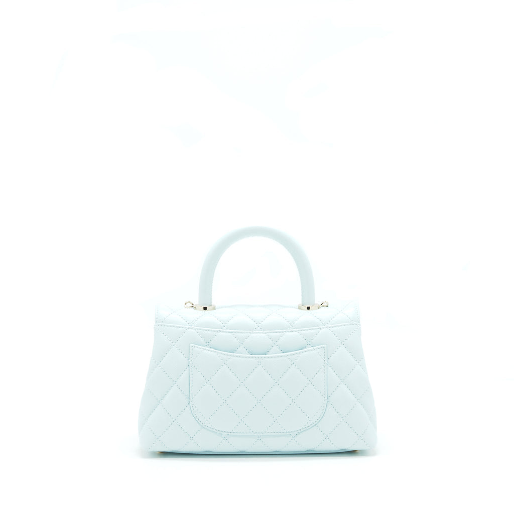 CHANEL 21K BABY BLUE COCO HANDLE SMALL (OLD MINI) 24CM LGHW (MICROCHIP)