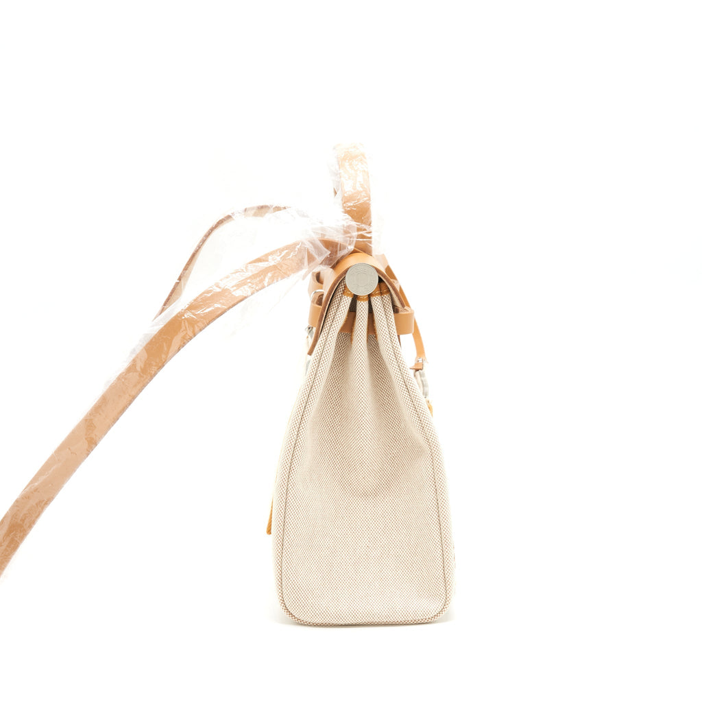 HERMES HERBAG ZIP 31 TOILE H EN RELIEF BRIDES SABLE/ ECRU BEIGE/ NAT SABLE