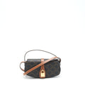 CELINE CLUTCH ON STRAP IN TRIUMPHED CANVAS/CALFSKIN TAN GHW