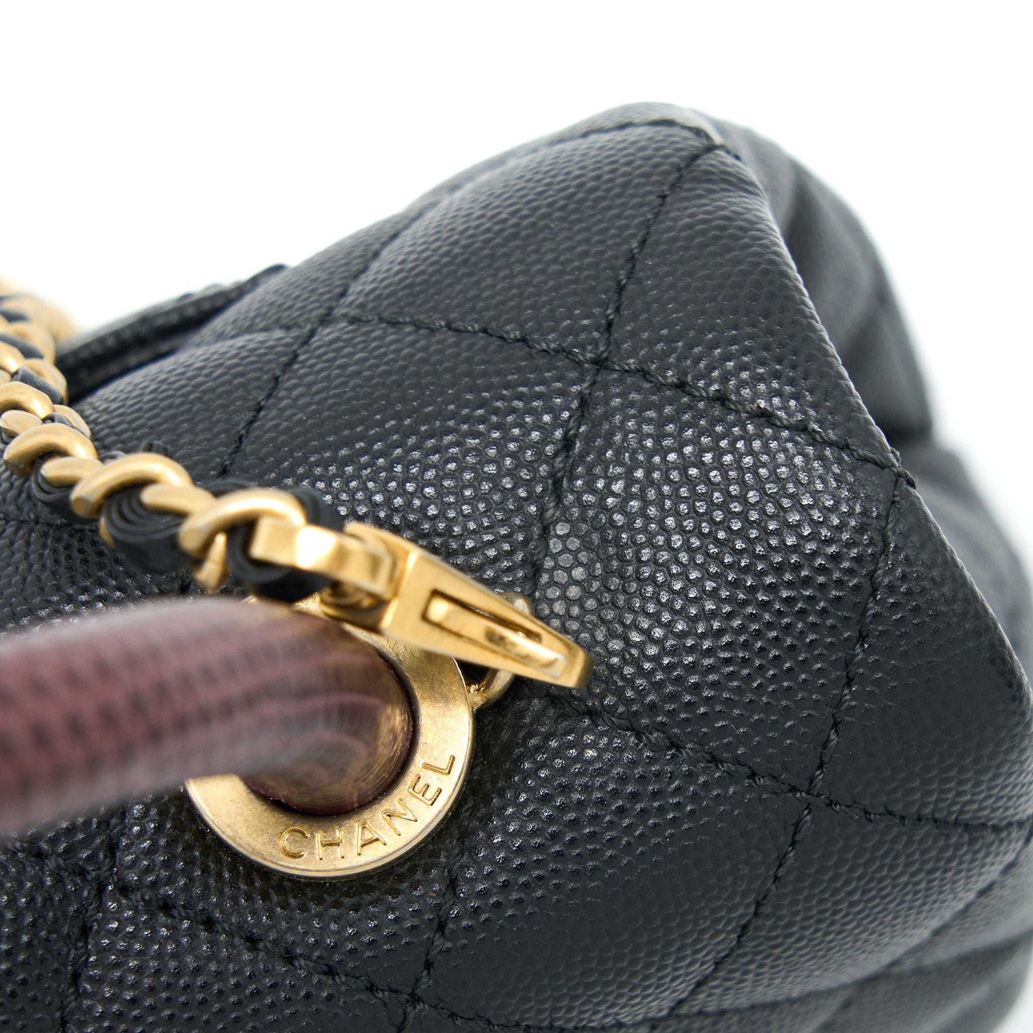 CHANEL SMALL COCO HANDLE CAVIAR WITH LIZARD HANDLE BLACK GHW