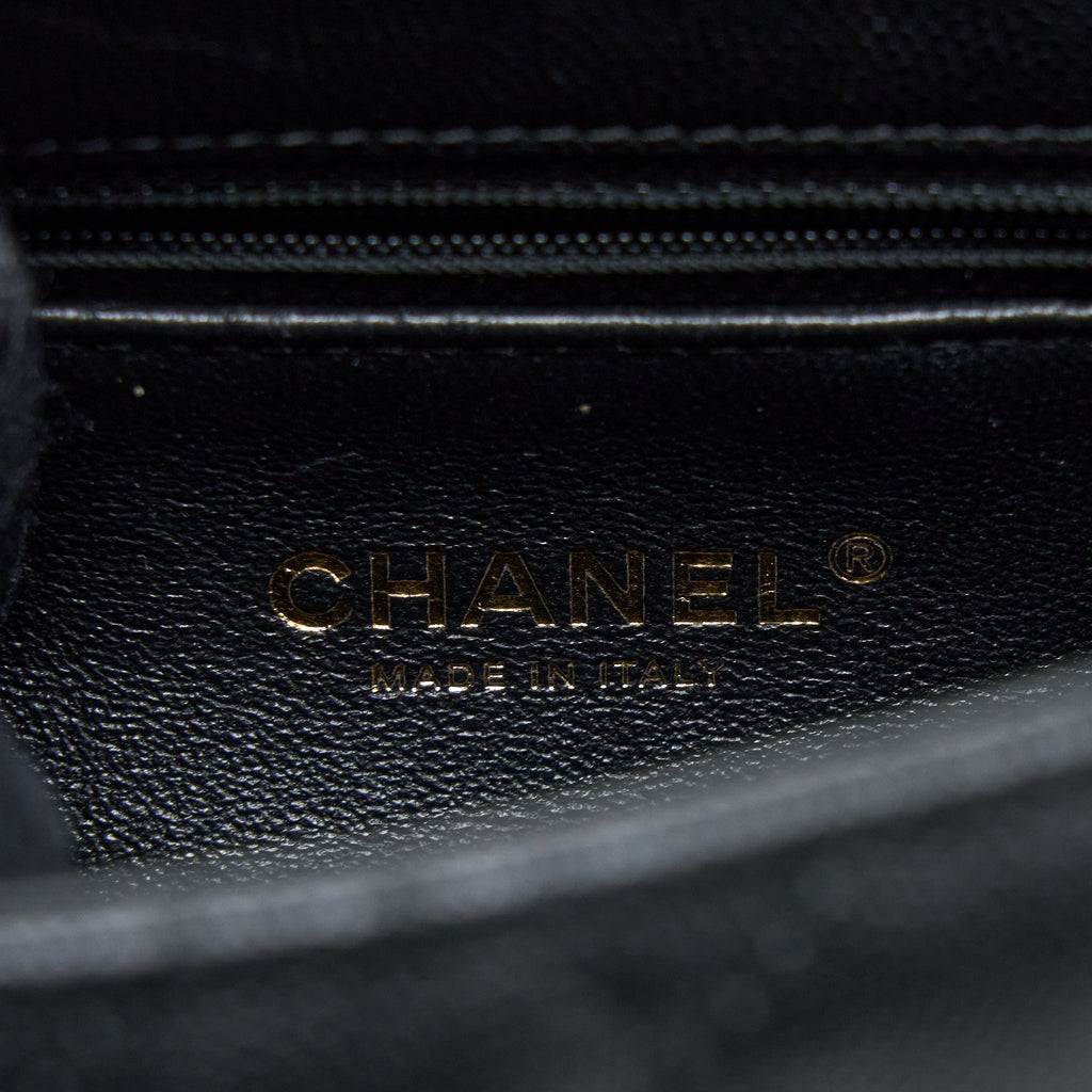 CHANEL SMALL COCO HANDLE CAVIAR WITH LIZARD HANDLE BLACK GHW